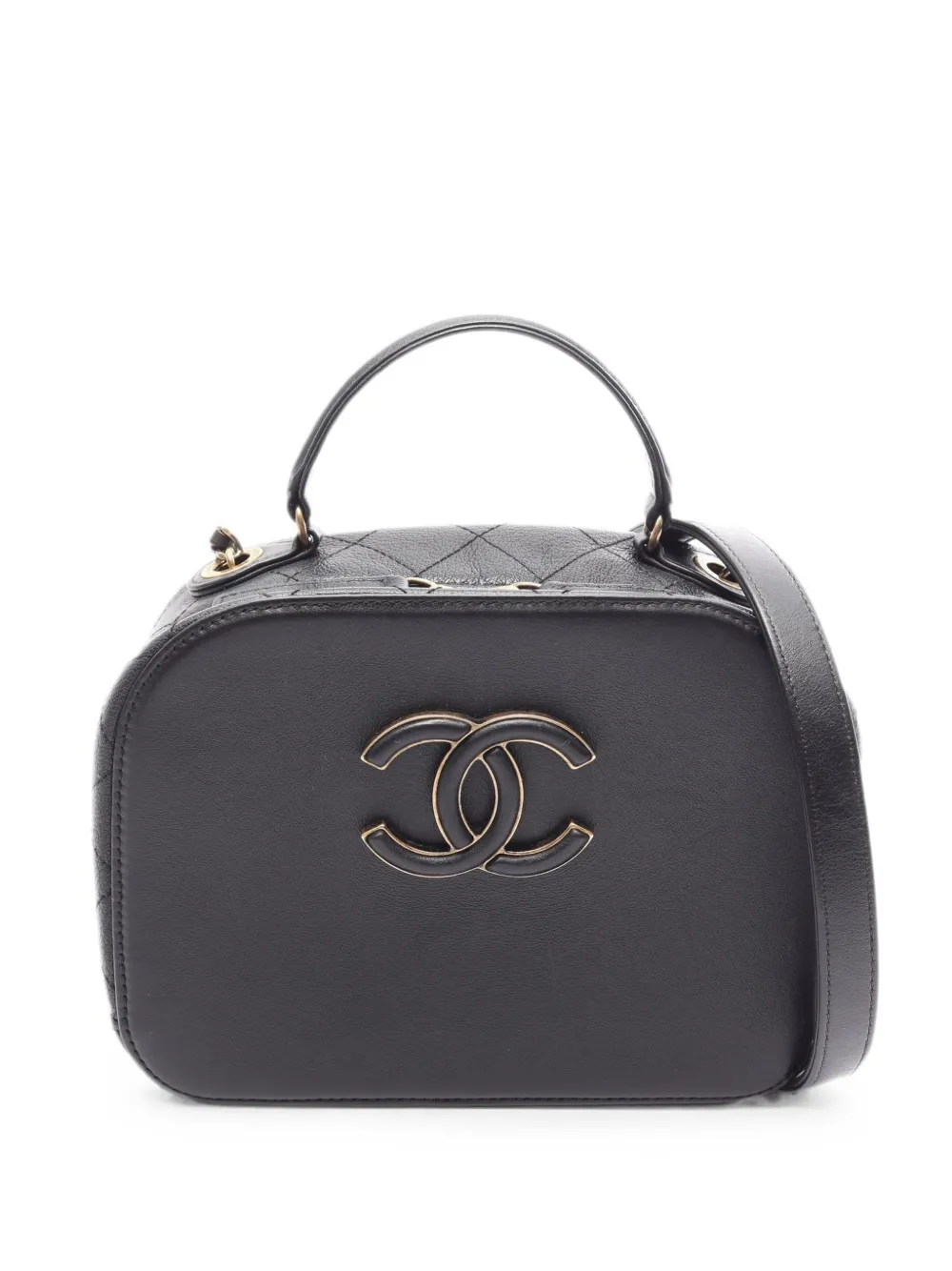CHANEL Pre-Owned 2017-2018 matelassé CC makeup bag - Black