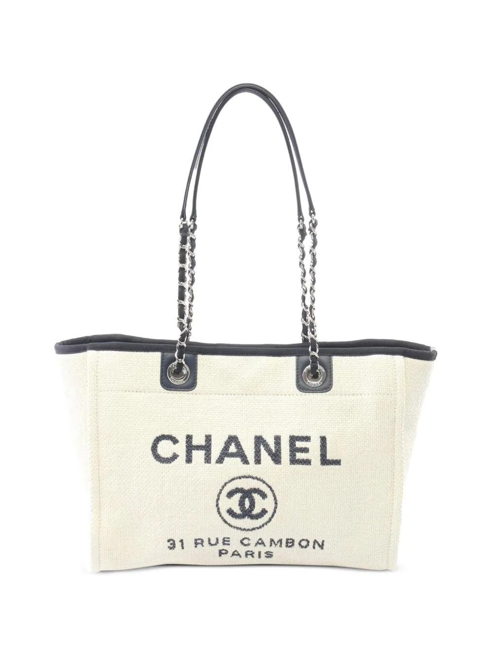 CHANEL Pre-Owned 2016-2017 Deauville chain tote bag - White