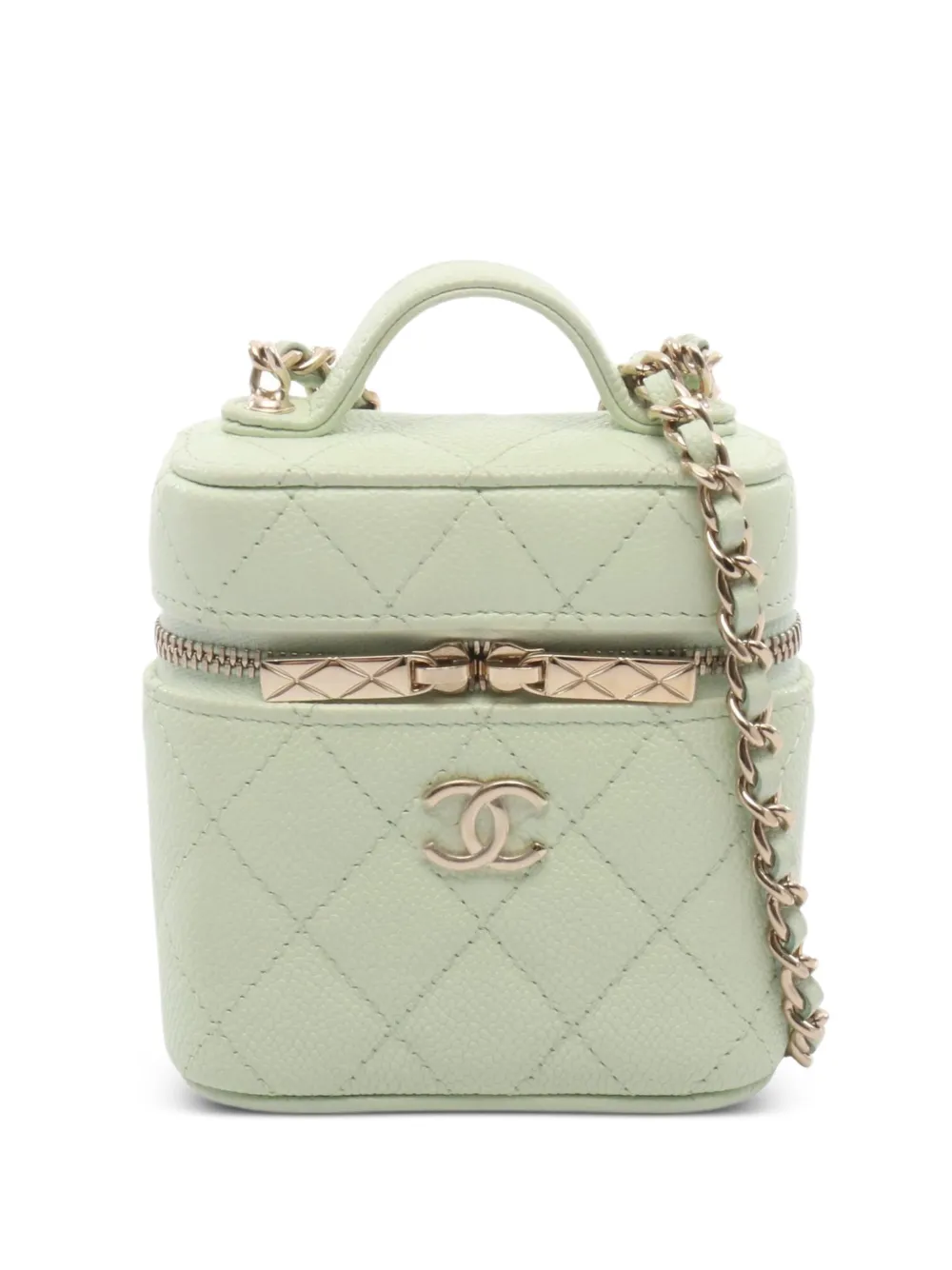 CHANEL Pre-Owned 2021-2022 Matelassé caviar skin shoulder bag - Verde