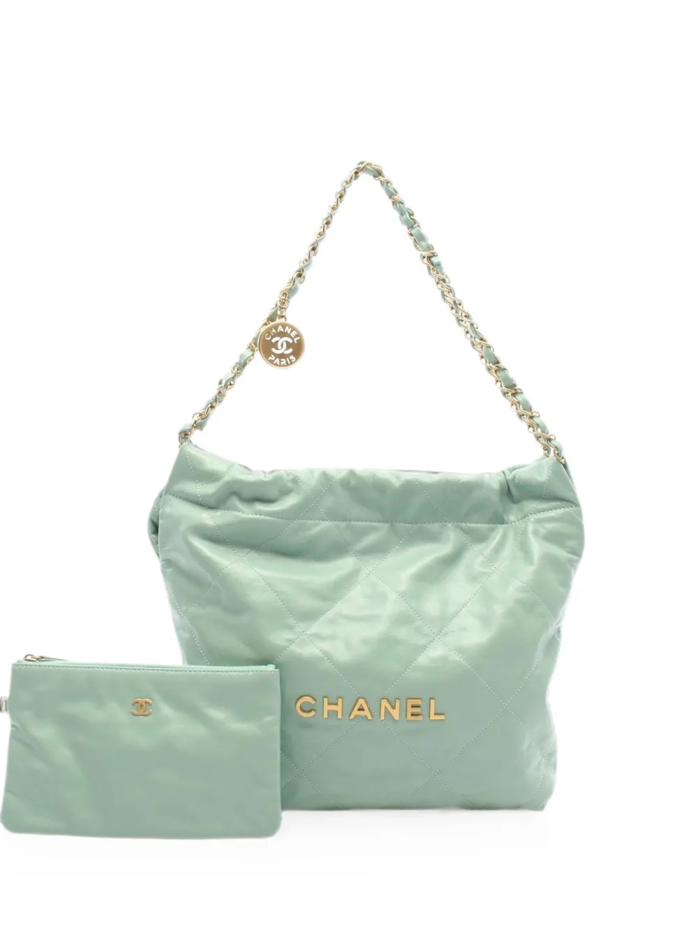 CHANEL Pre-Owned 2021s small 22 matelassé shoulder bag - Green