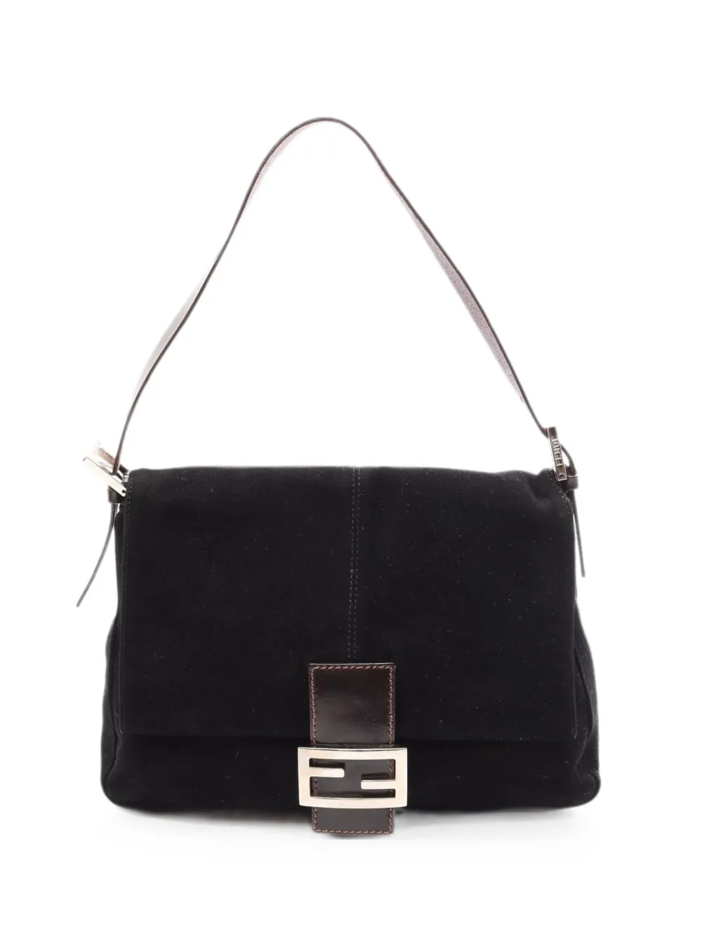 Pre-owned Fendi 2010s Mamma Baguette Suede Shoulder Bag In ブラック