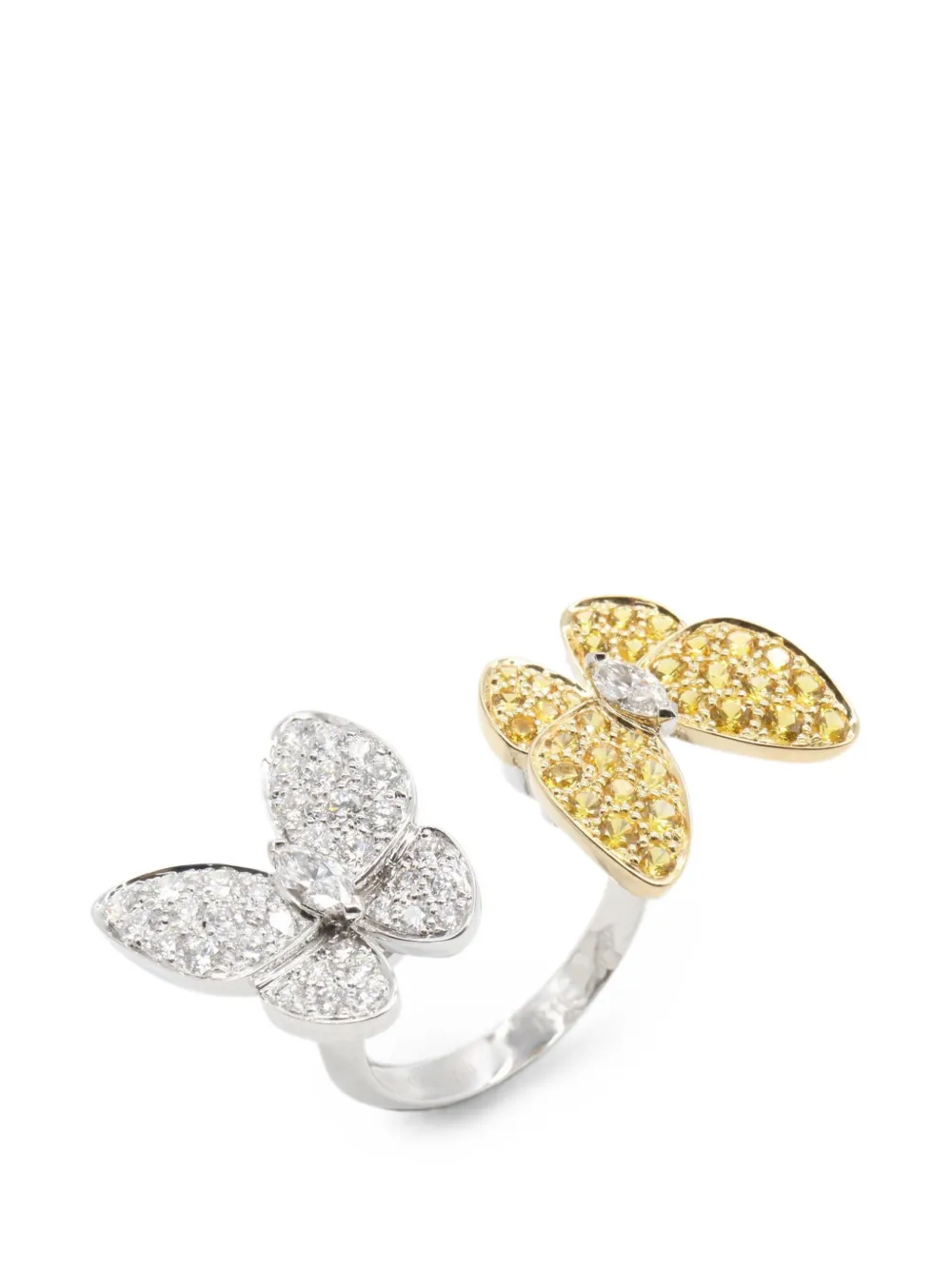 Van Cleef & Arpels Pre-Owned 2010s Between the Finger Two Butterfly diamond and sapphire ring - Argento