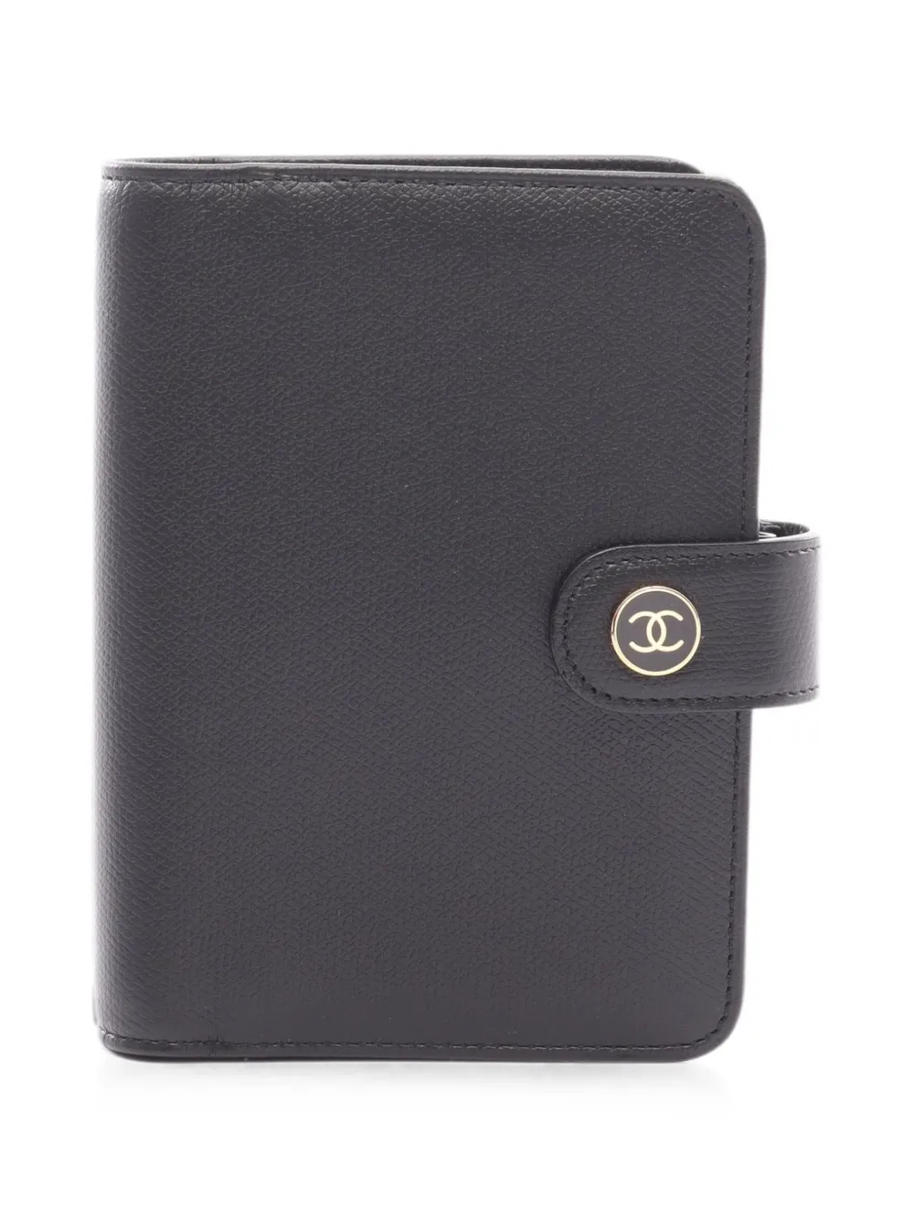 CHANEL Pre-Owned 2003-2004 logo-button leather notebook cover - Black