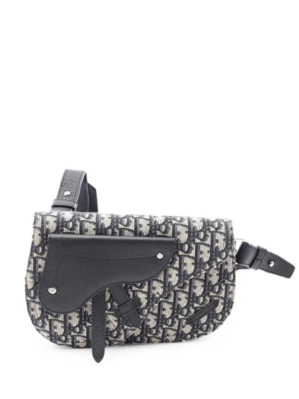 Dior Pre-owned 2010s Saddle Oblique Monogram Crossbody Bag in Blue