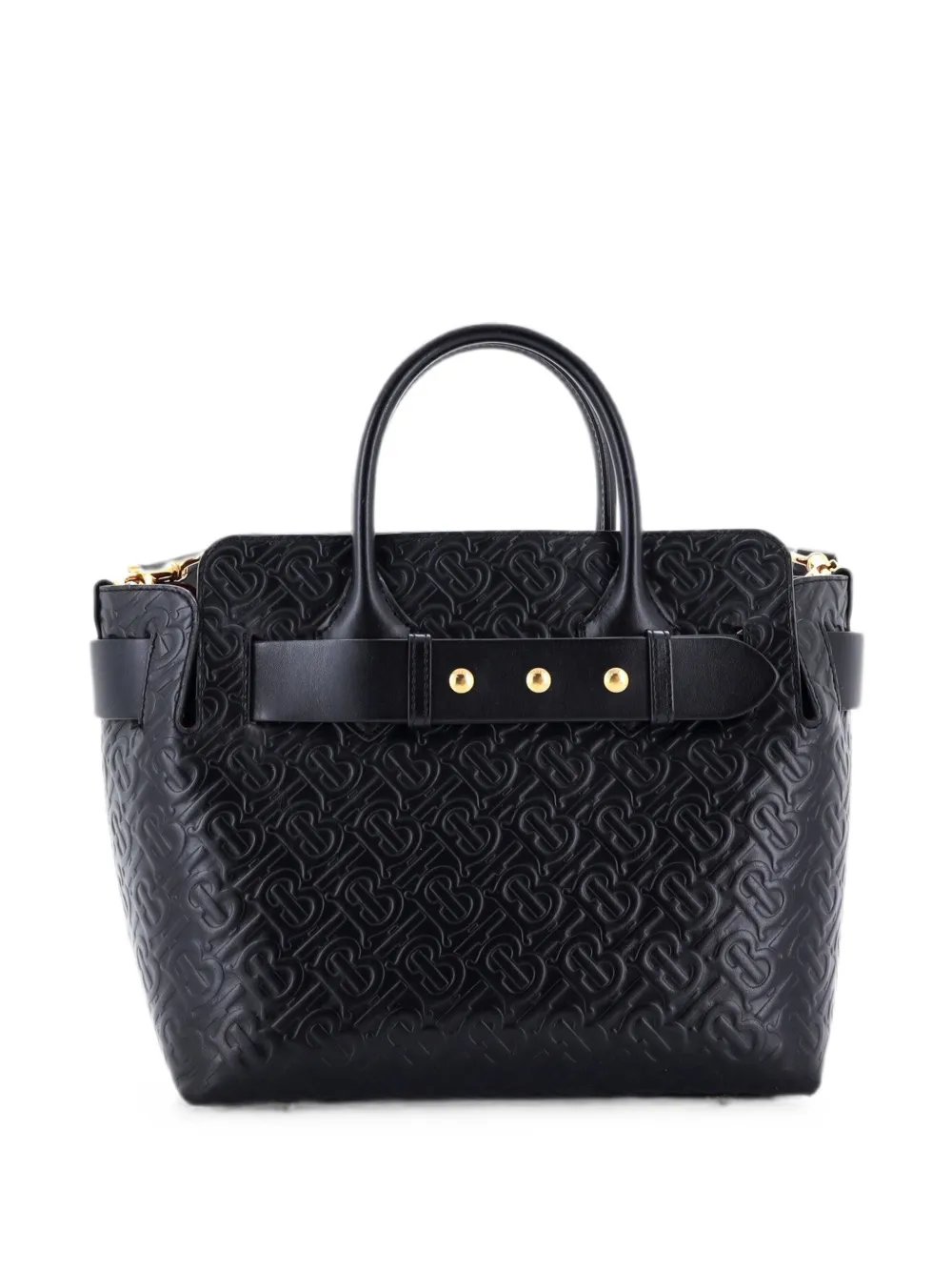 Burberry Pre-Owned Borsa tote piccola in pelle goffrata con monogramma e dettaglio cintura - Nero