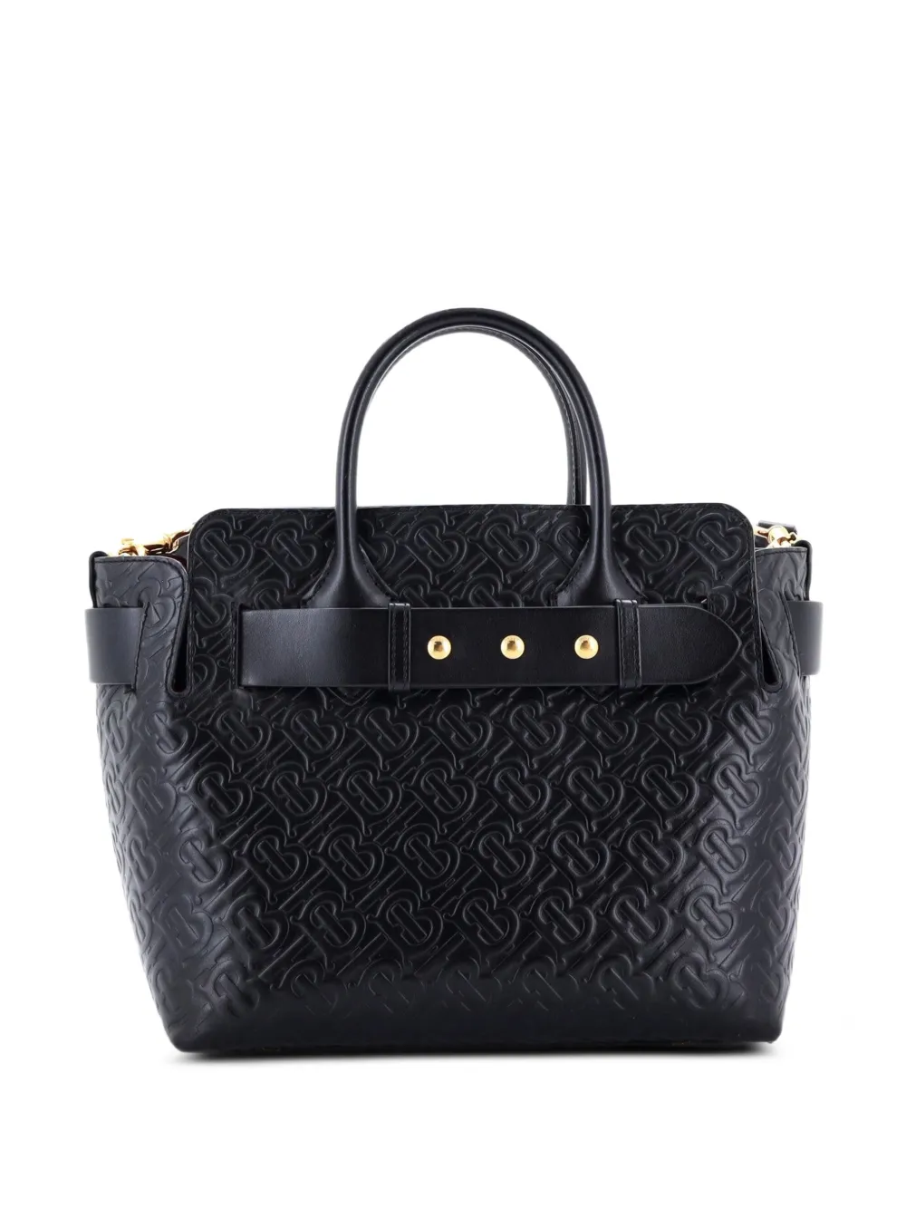 Burberry Pre-Owned Borsa tote piccola in pelle goffrata con monogramma e dettaglio cintura - Nero