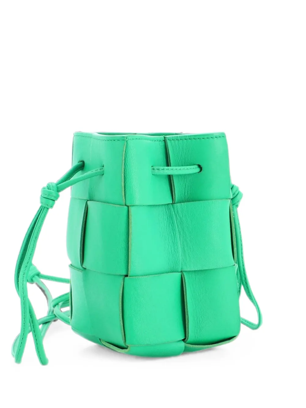Bottega Veneta Pre-Owned Cassette Maxi Intrecciato Plisse Leather Small bucket bag - Grün