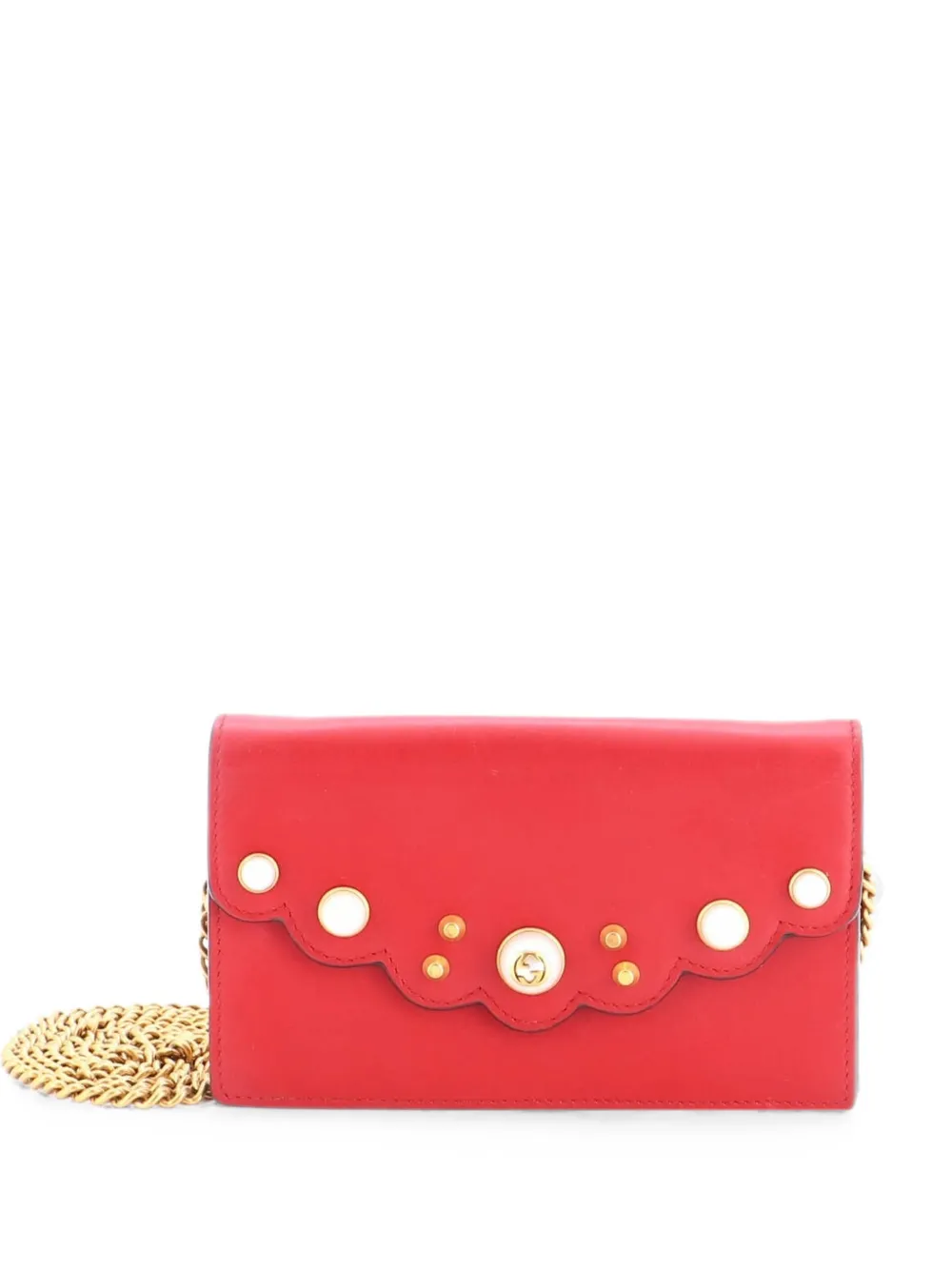Gucci Pre-Owned Borsa a spalla Pearly Peony mini in pelle con catena - Rosso
