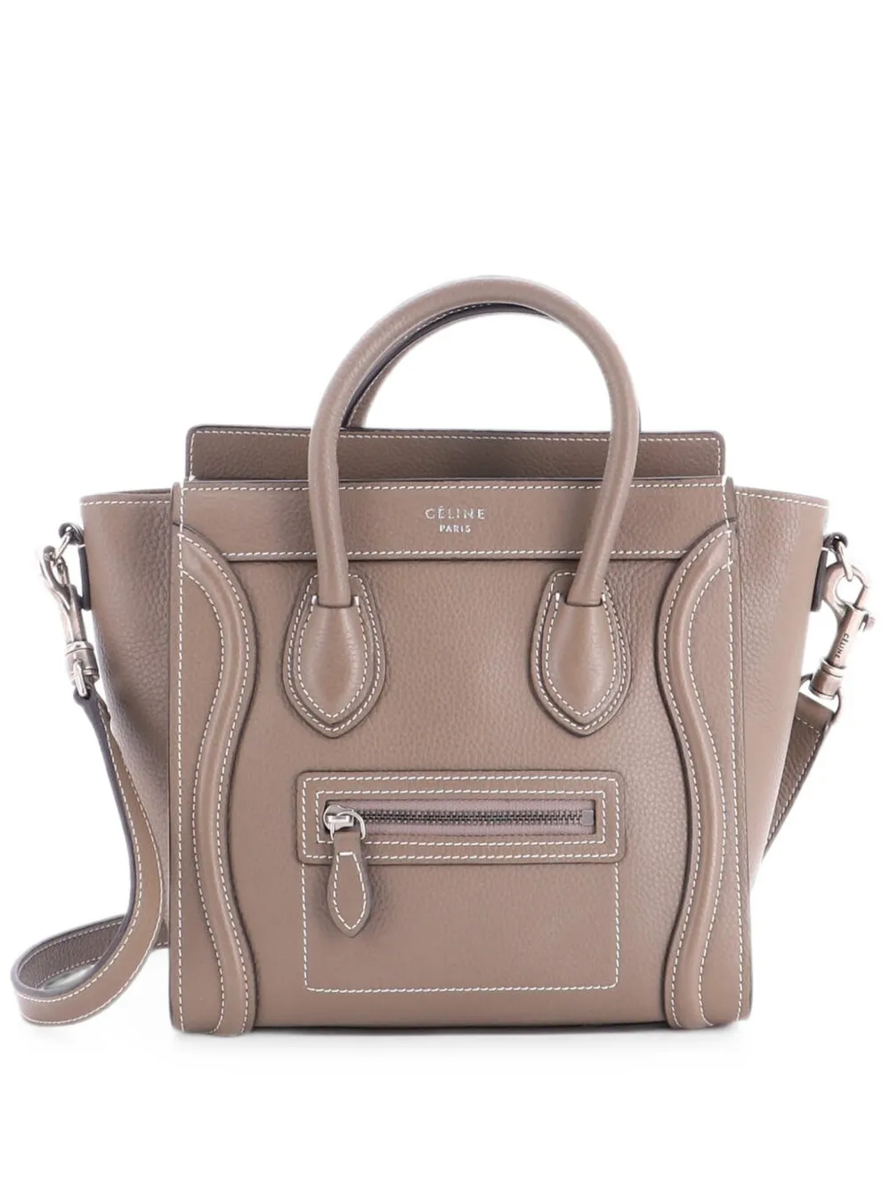 Celine Pre-Owned Luggage Bag Grainy Leather Nano crossbody bag - Grey