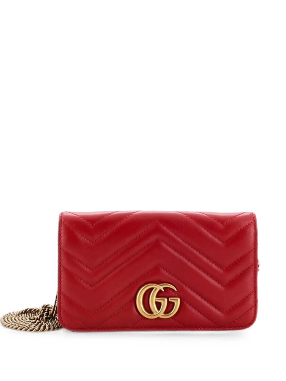 Gucci Pre-Owned GG Marmont Chain Flap Bag Matelasse Leather Mini crossbody bag - Rot