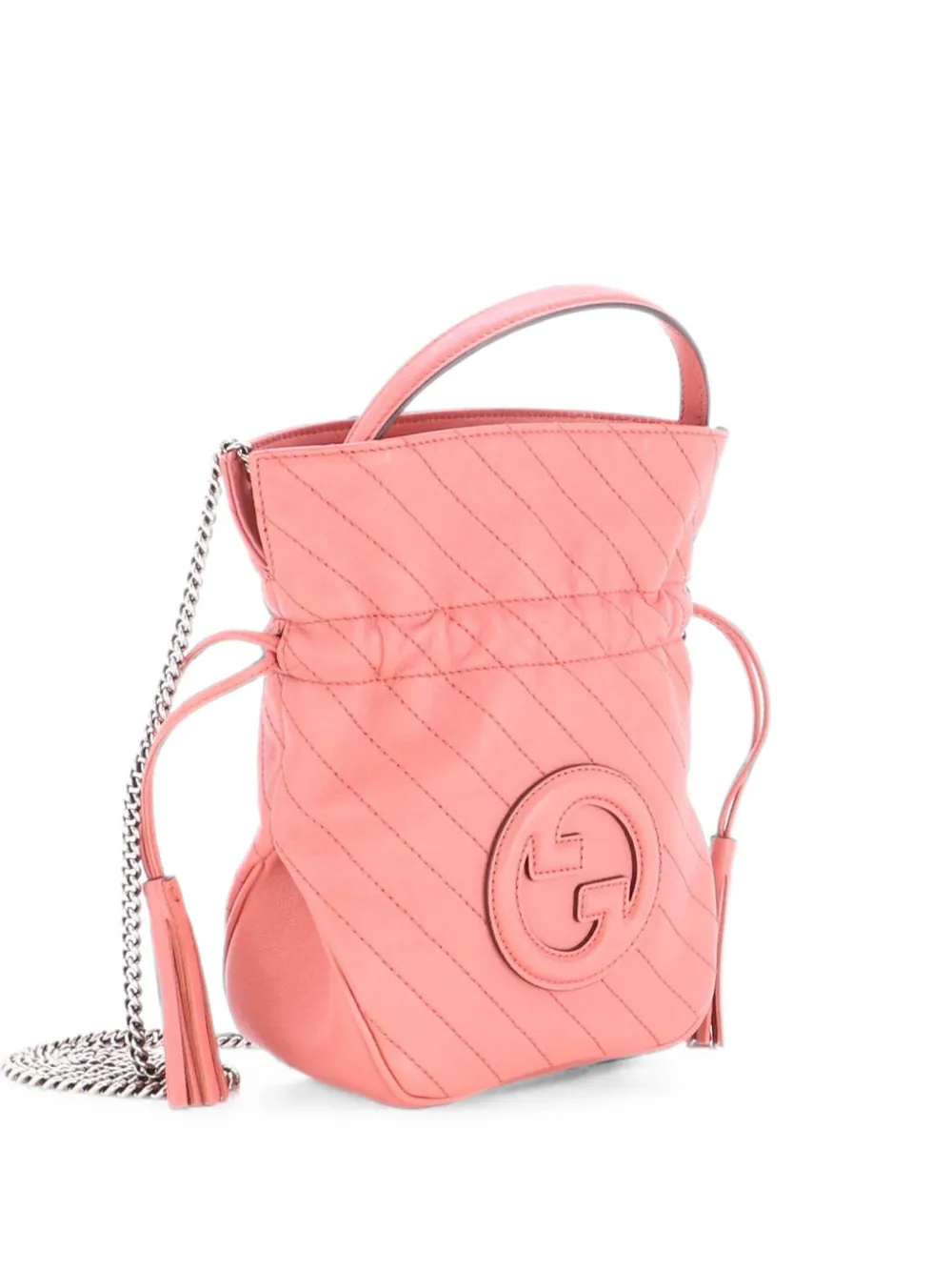 Gucci Pre-Owned Borsa a secchiello Blondie NM mini in pelle trapuntata con motivo diagonale - Rosa