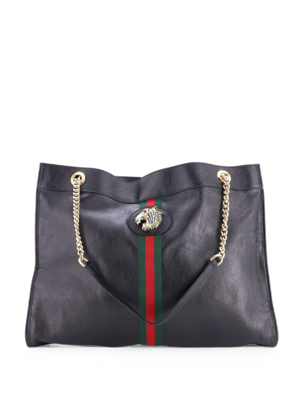 Gucci Pre-Owned Borsa tote Rajah grande in pelle con catena - Nero