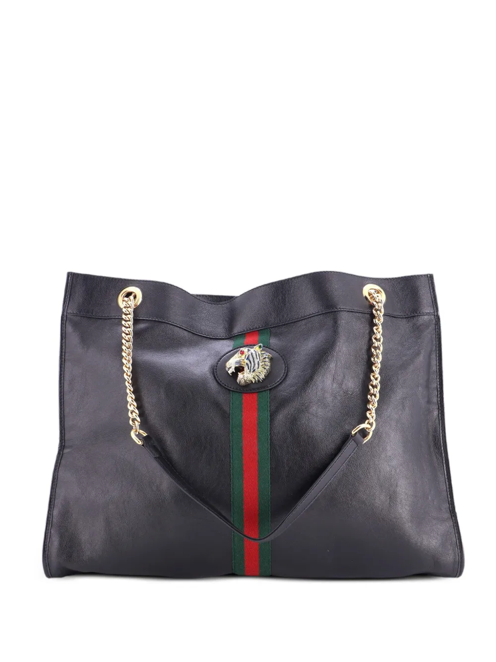 Gucci Pre-Owned Rajah Chain Leather Large tote bag - Black