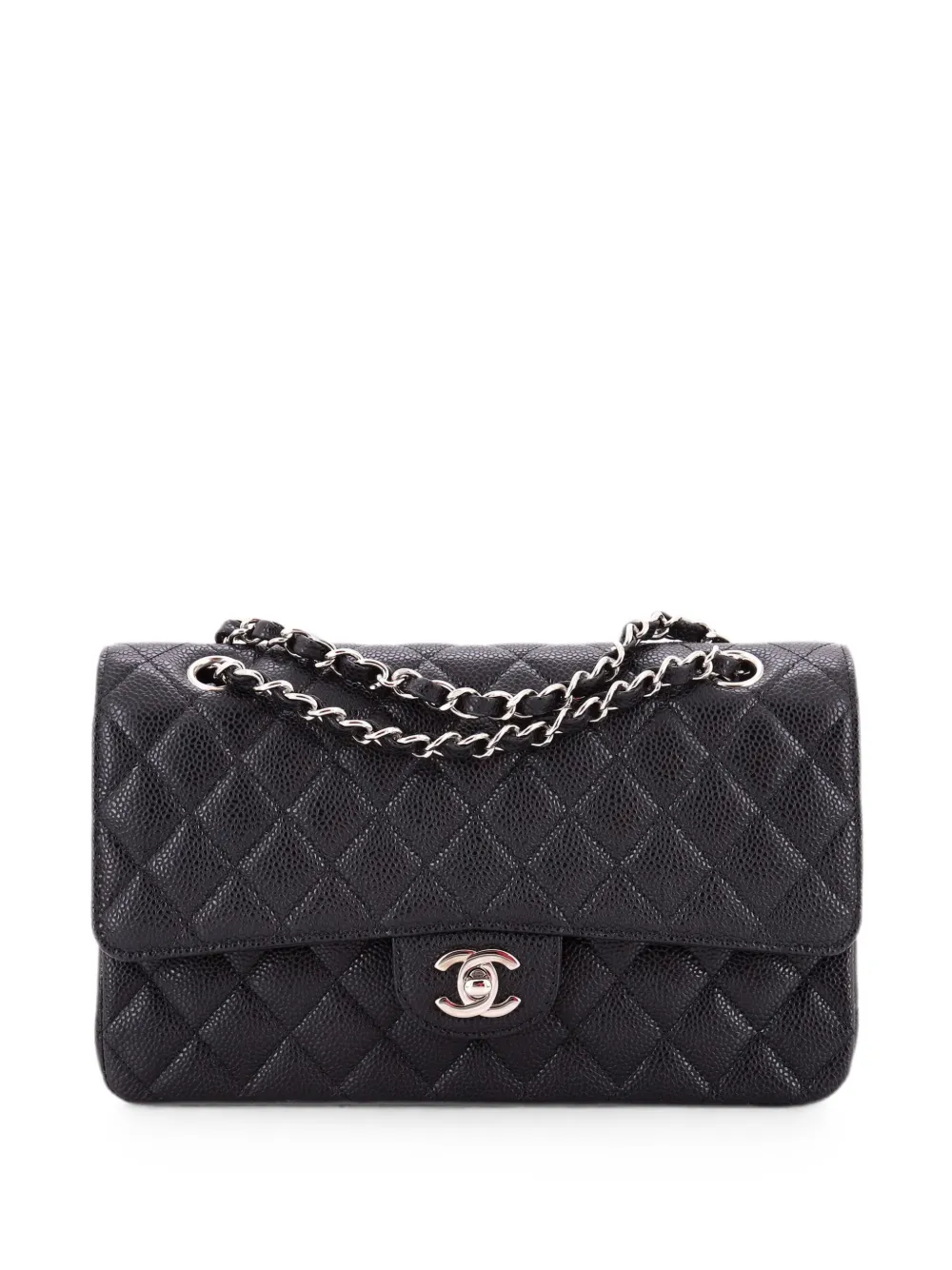 CHANEL Pre-Owned Classic Double Flap Bag Quilted Caviar Medium shoulder bag - Black