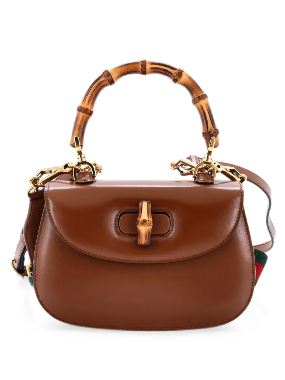 Gucci Pre-Owned Borsa a tracolla Daily 1947 piccola in pelle con manico in bambù - Marrone