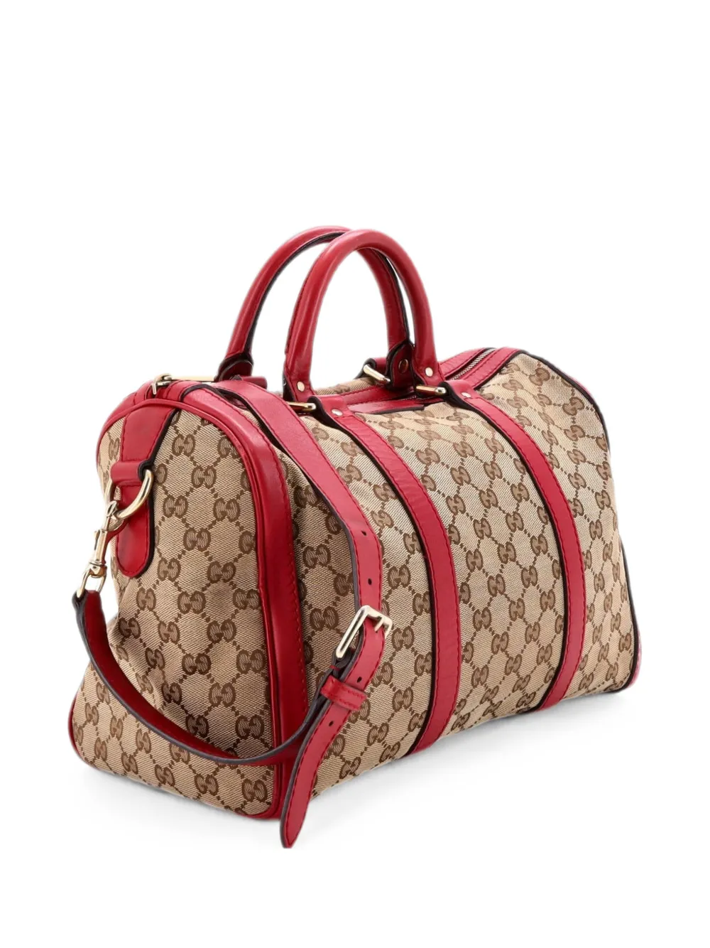 Gucci Pre-Owned Borsa a tracolla Boston media in tela GG con decorazione Web - Marrone