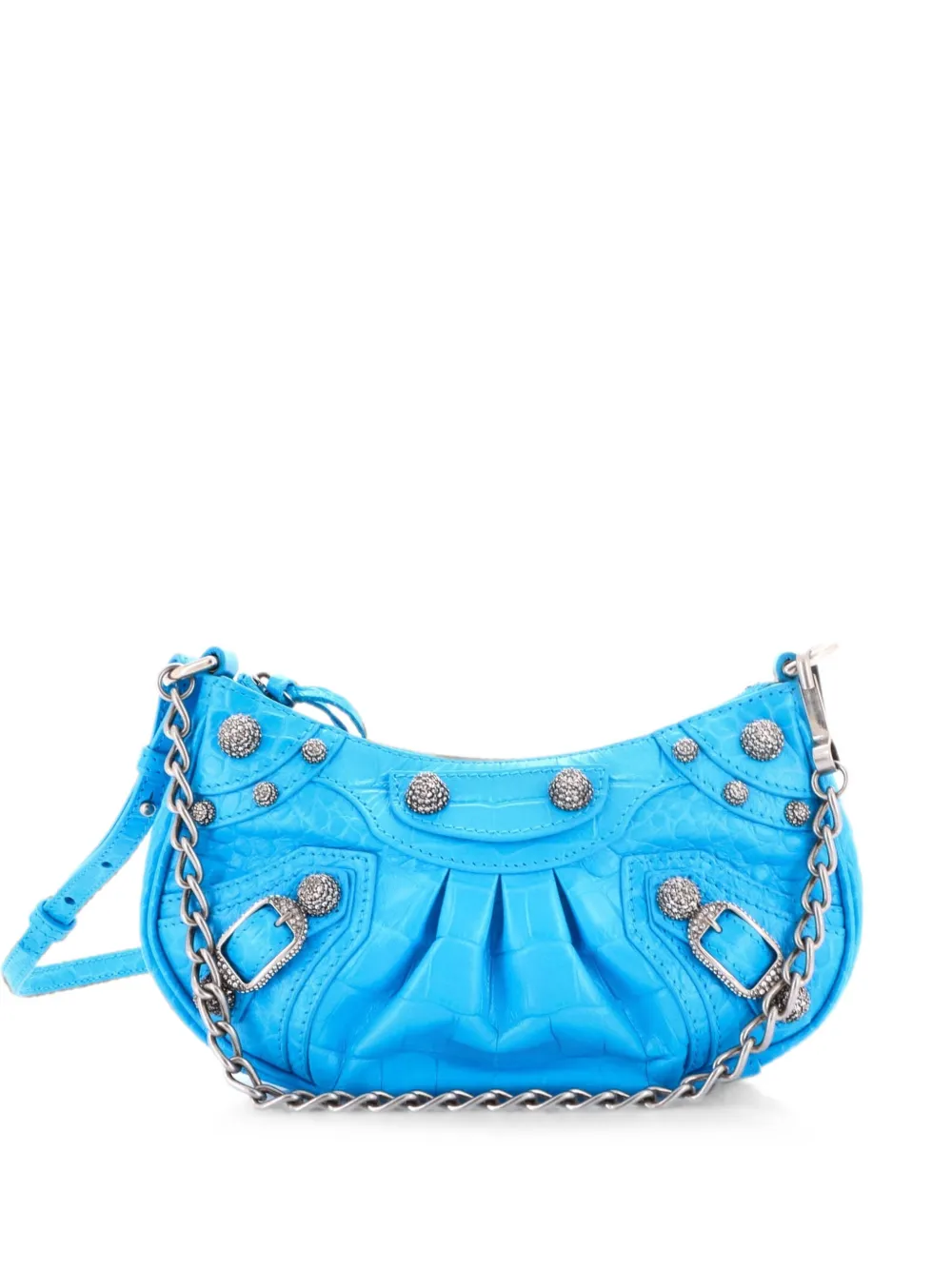Balenciaga Pre-Owned Mini Le Cagole Giant Studs Schultertasche aus Leder mit Kristallen - Blau