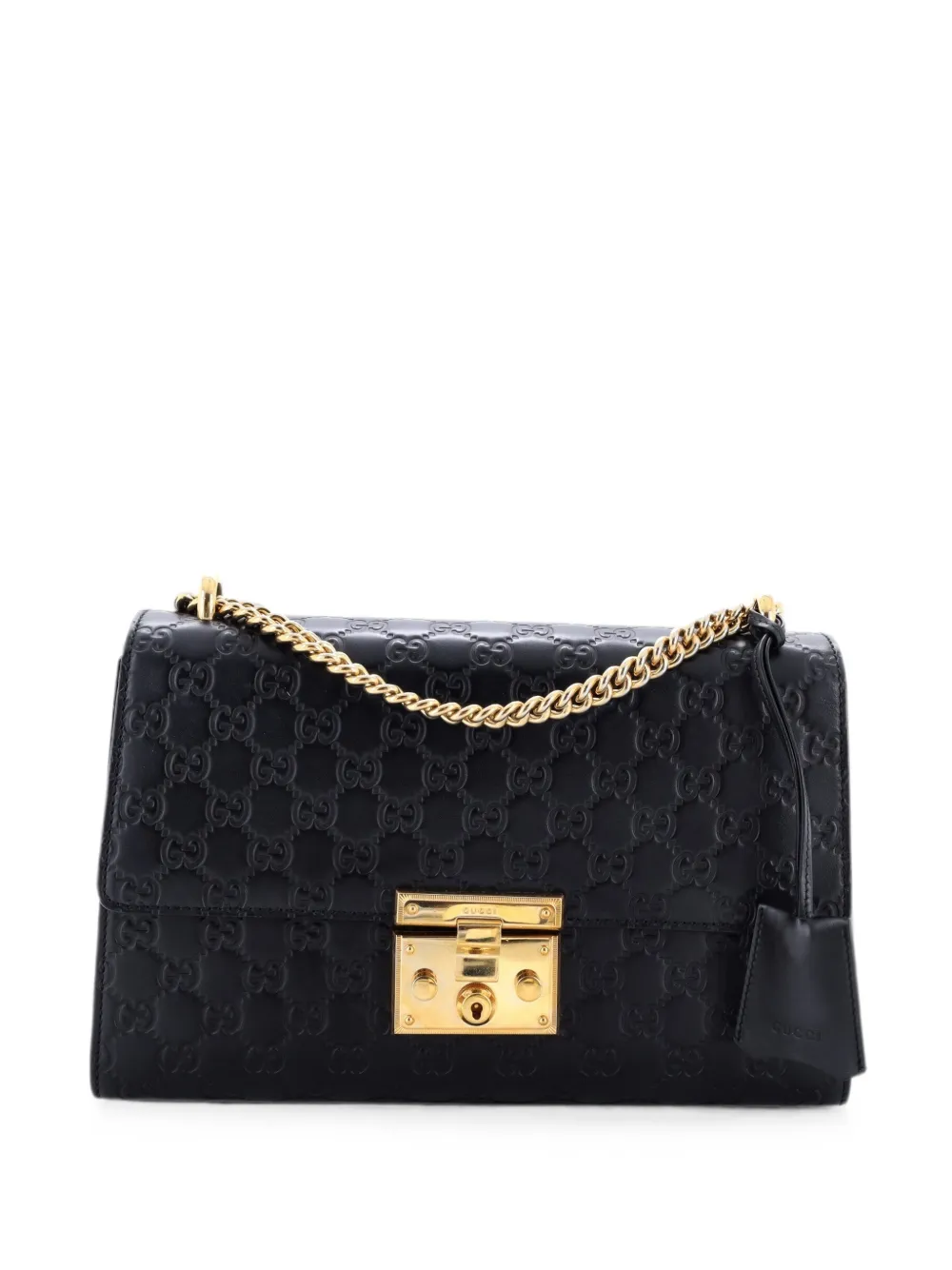 Gucci Pre-Owned Borsa a spalla Padlock media in pelle Guccissima - Nero