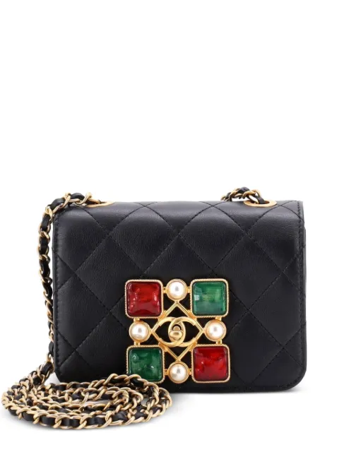 CHANEL Pre-Owned Resin and Pearl CC Full Flap Bag Quilted Calfskin Mini shoulder bag