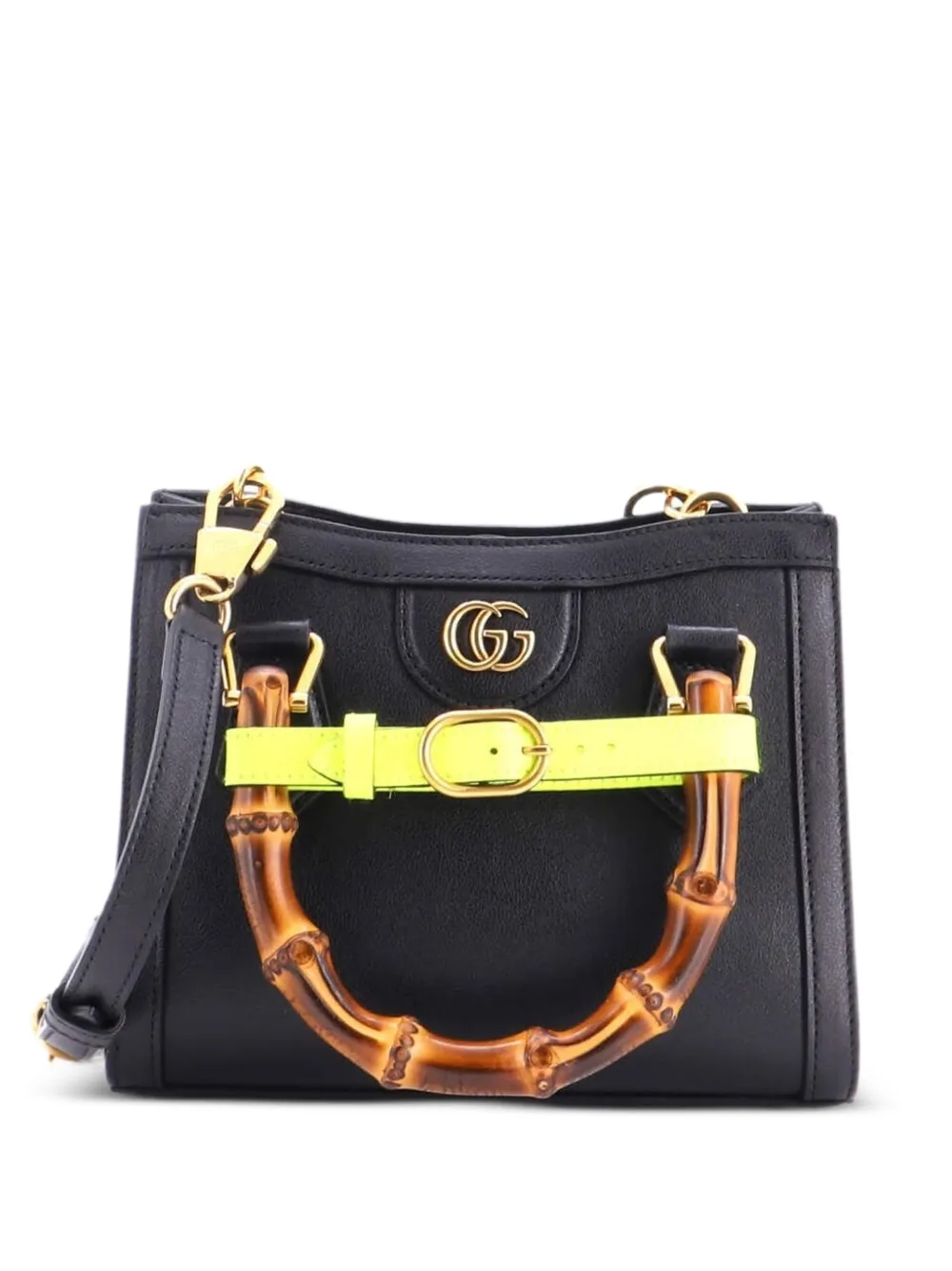 Gucci Pre-Owned Borsa a tracolla Diana NM Bamboo mini in pelle con manico - Nero
