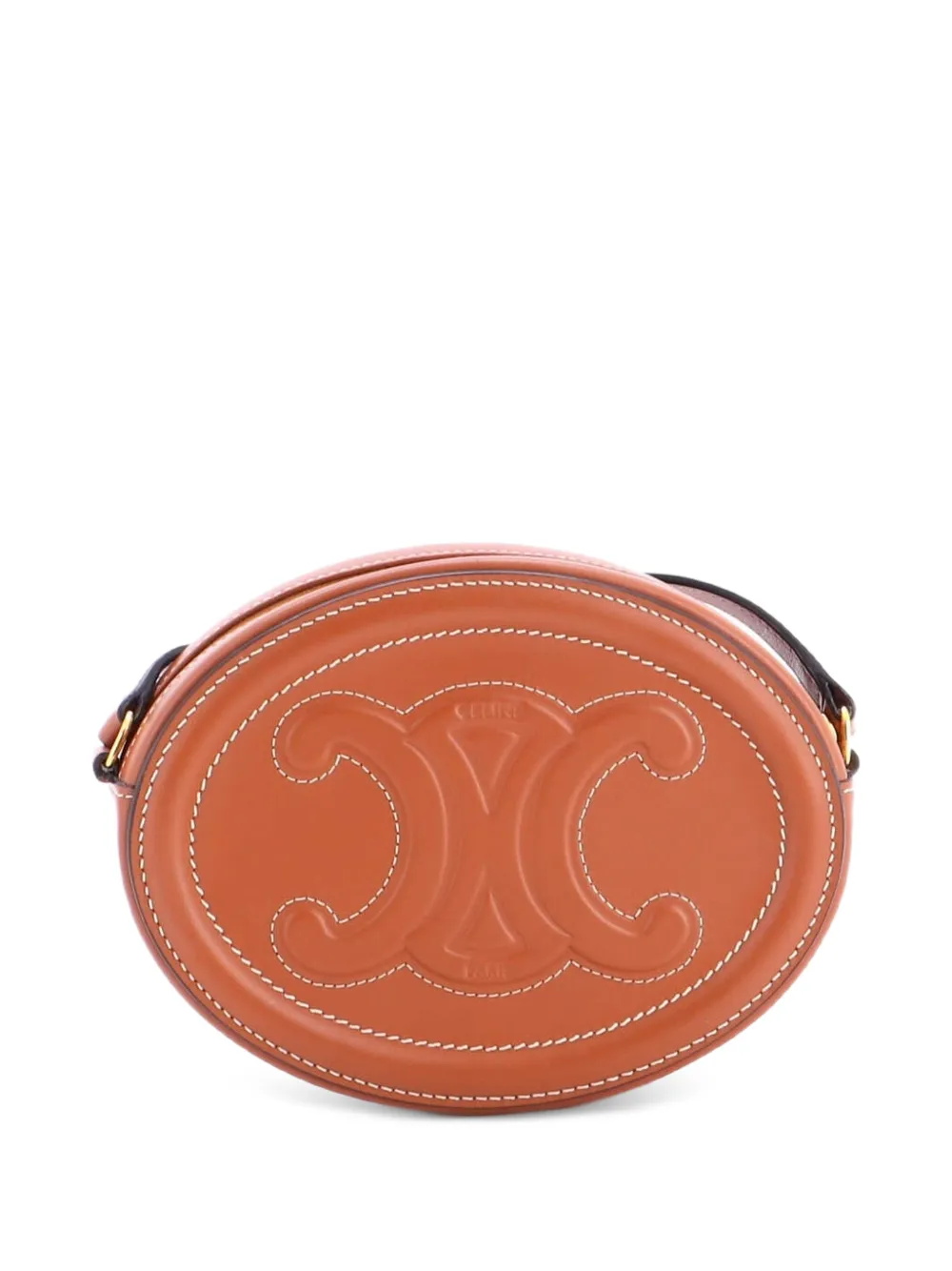 Celine Pre-Owned Triomphe Oval Leather crossbody bag - Braun