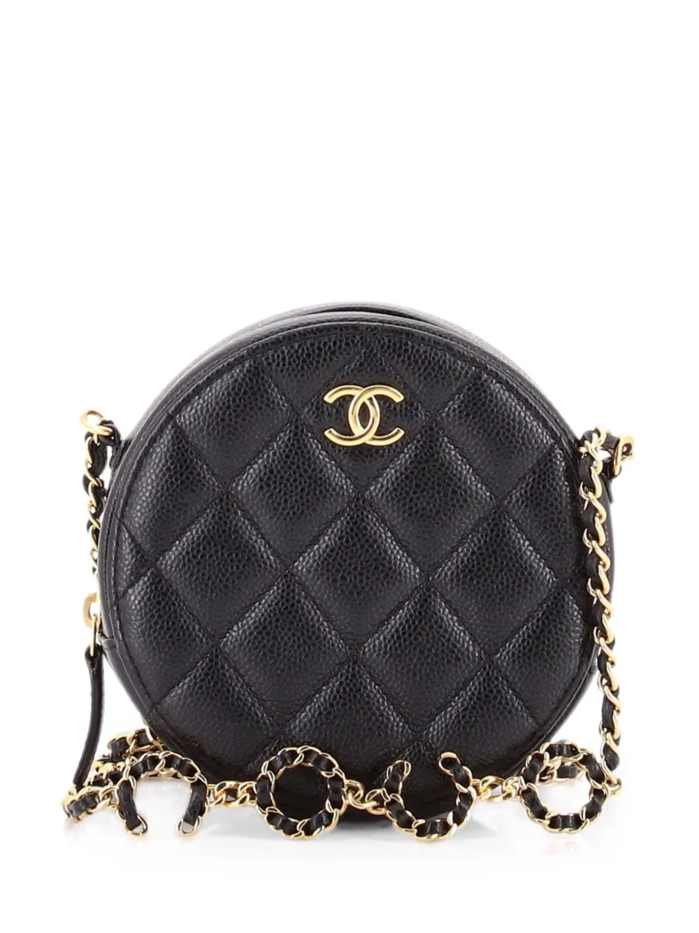 CHANEL Pre-Owned Miss Coco Round with Chain Quilted Caviar Mini clutch bag - Black