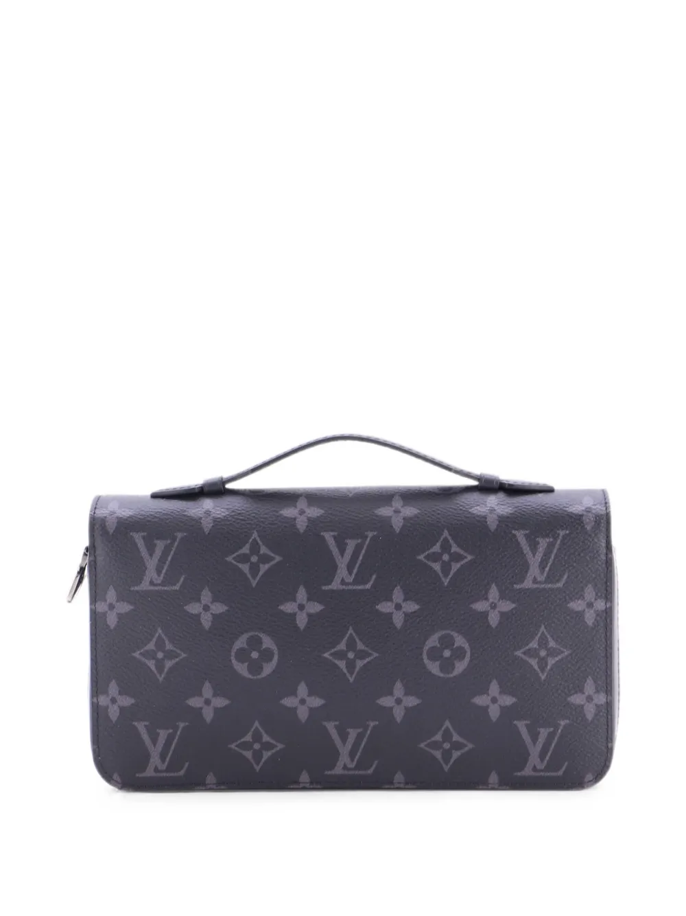 Pre-owned Louis Vuitton Zippy Wallet Monogram Eclipse Canvas Xl Small Wallets In Black