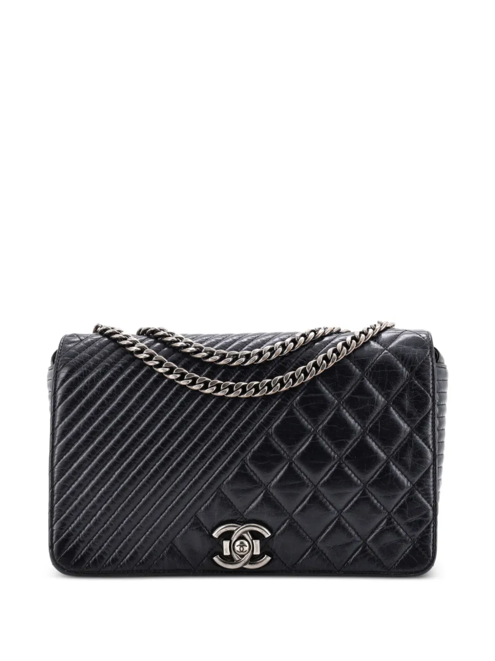 CHANEL Pre-Owned Coco Boy Flap Bag Quilted Aged Calfskin Medium shoulder bag - Black