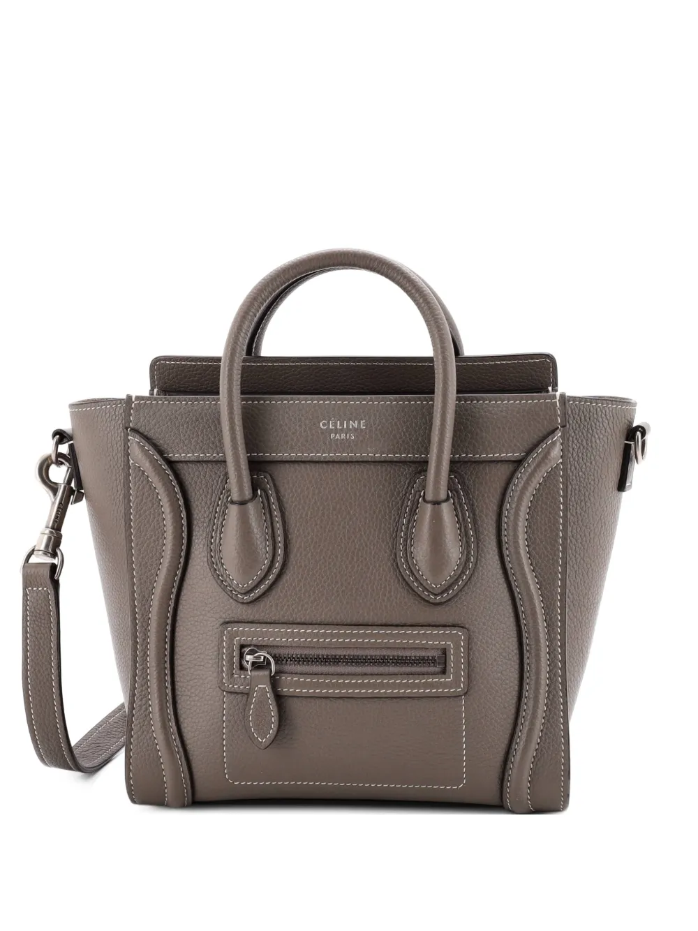 Celine Pre-Owned Luggage Bag Grainy Leather Nano crossbody bag - Grey