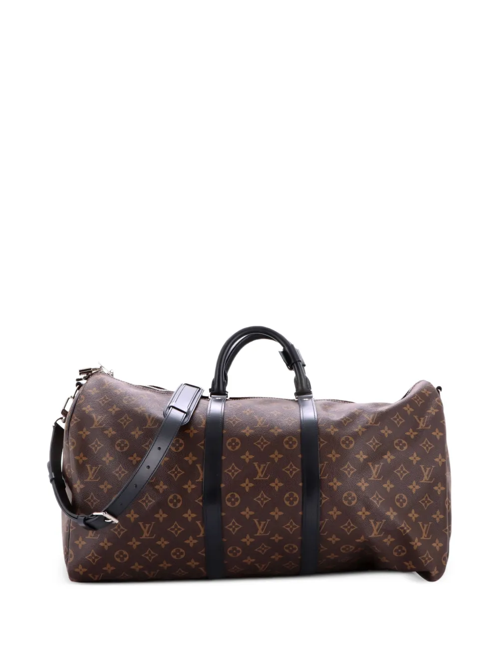 Louis Vuitton Pre-Owned Keepall Bandouliere Bag Macassar Monogram Canvas 55 travel bag - Black
