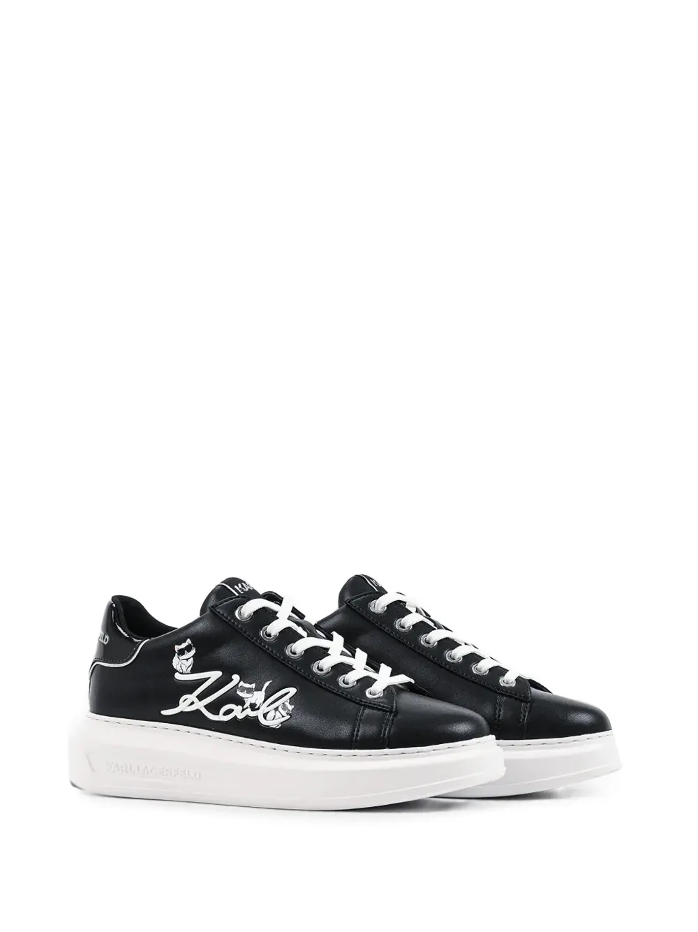 Karl Lagerfeld logo-embroidered platform sneakers Zwart