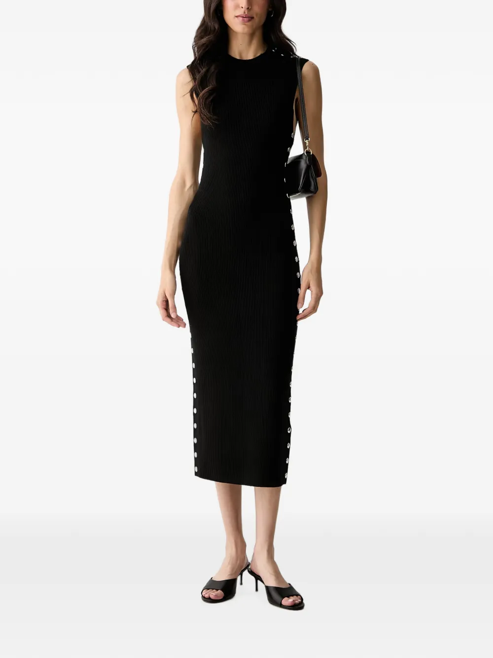 Karl Lagerfeld stud-embellished ribbed-knit dress - Nero