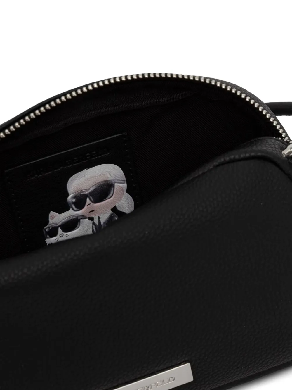 Karl Lagerfeld Crossbodytas met bewerkte textuur en logoplakkaat Zwart
