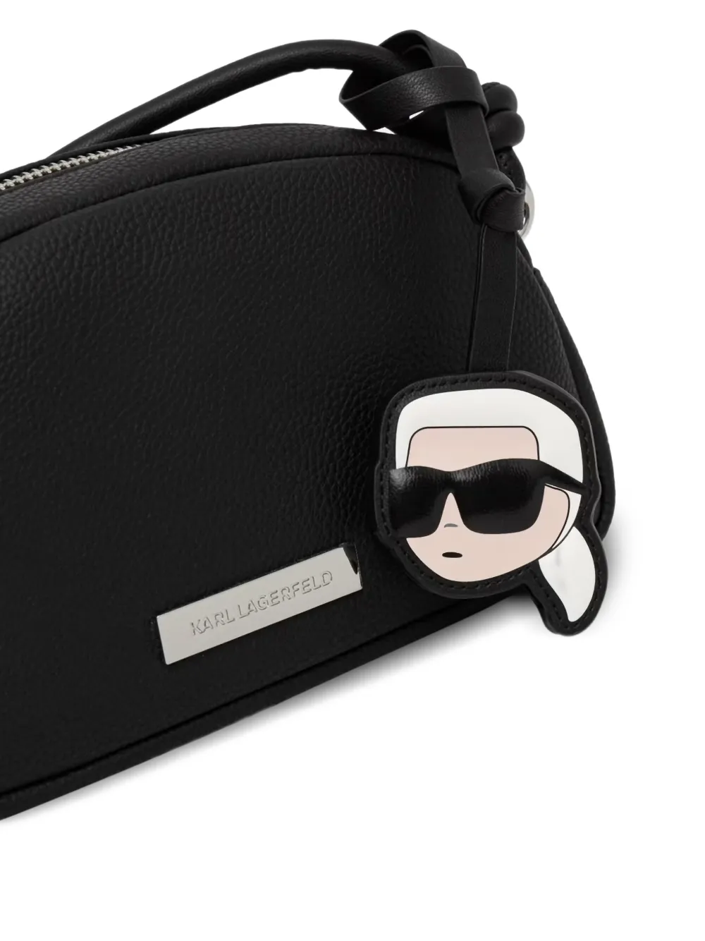 Karl Lagerfeld Crossbodytas met bewerkte textuur en logoplakkaat Zwart