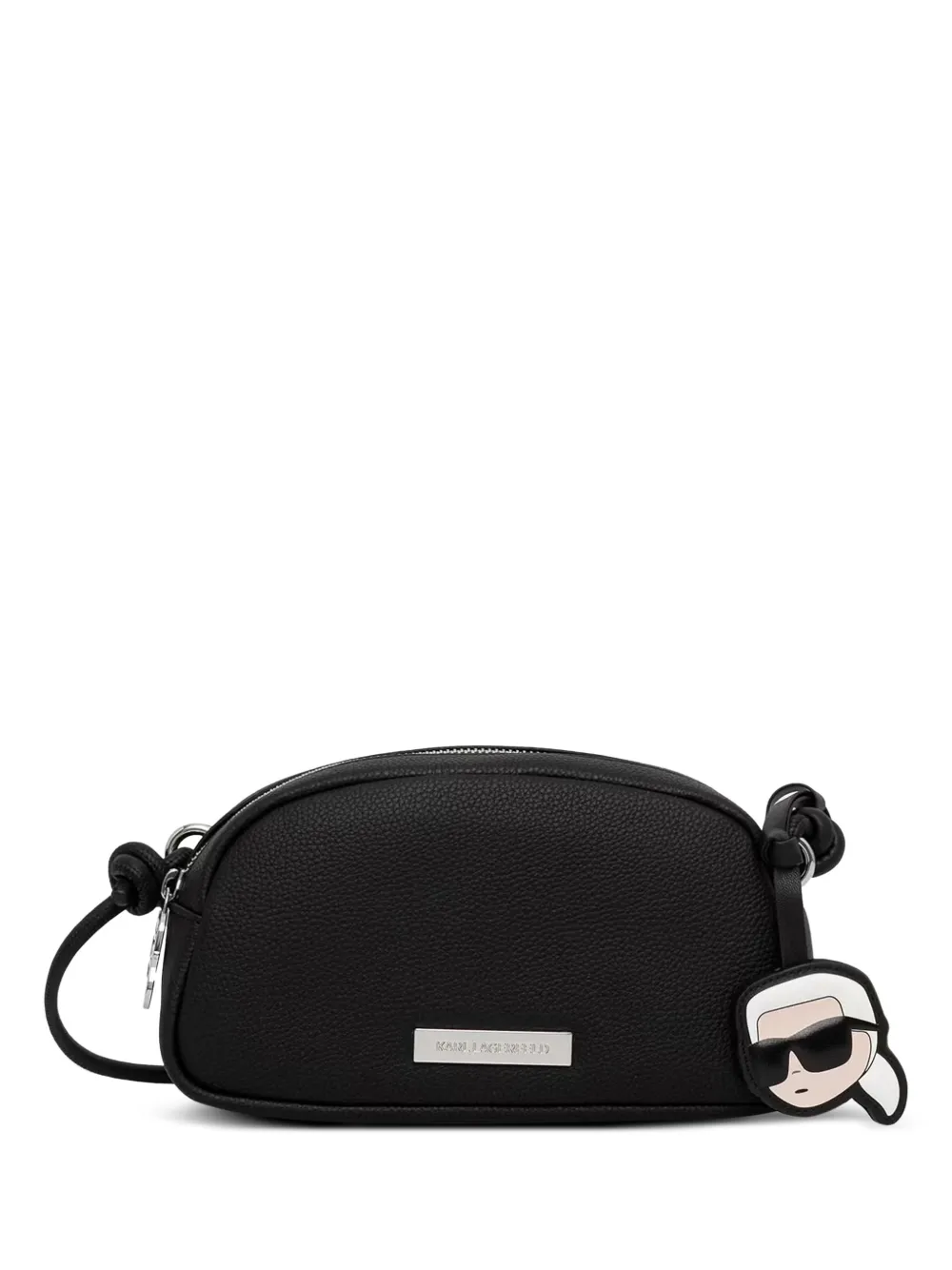 Karl Lagerfeld logo-plaque pebbled-texture crossbody bag - Schwarz