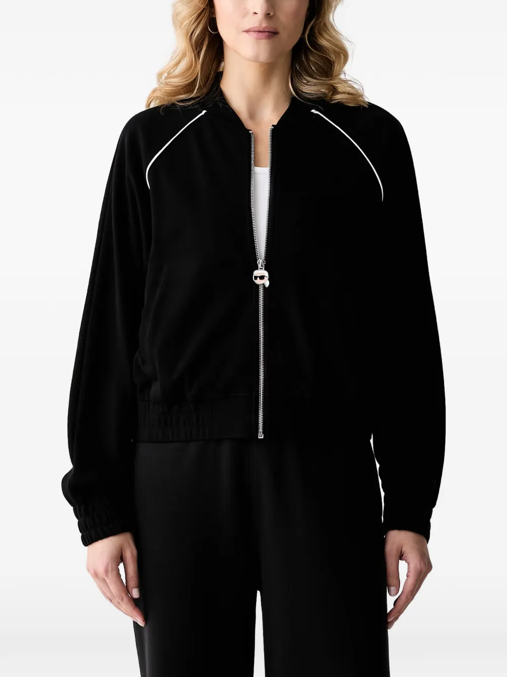 Karl Lagerfeld Ikonik Karl piped zip-up sweatshirt - Schwarz