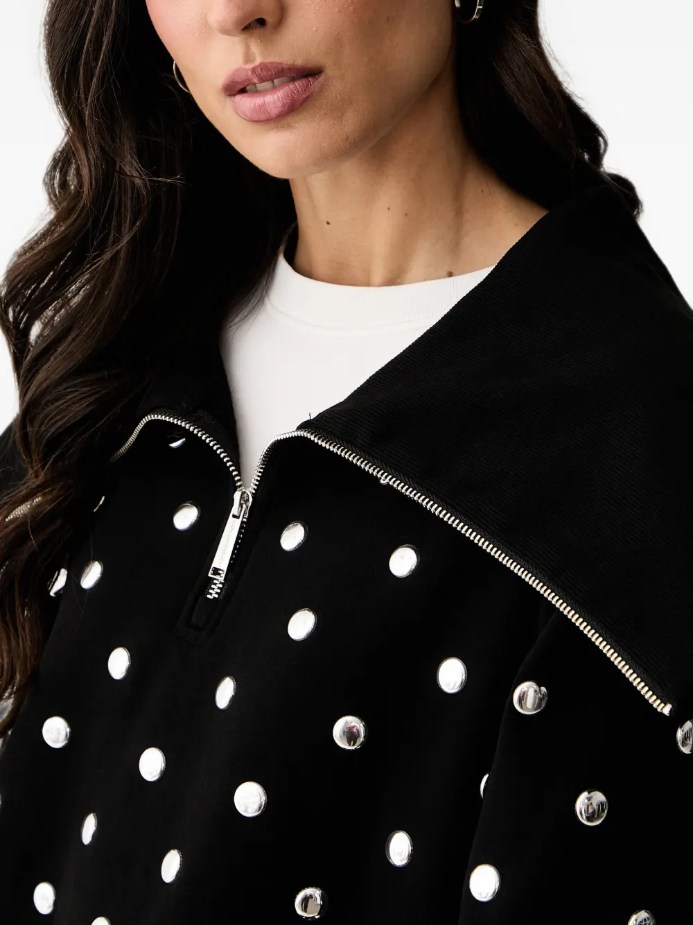 Karl Lagerfeld Sweater verfraaid met studs en kraag Zwart