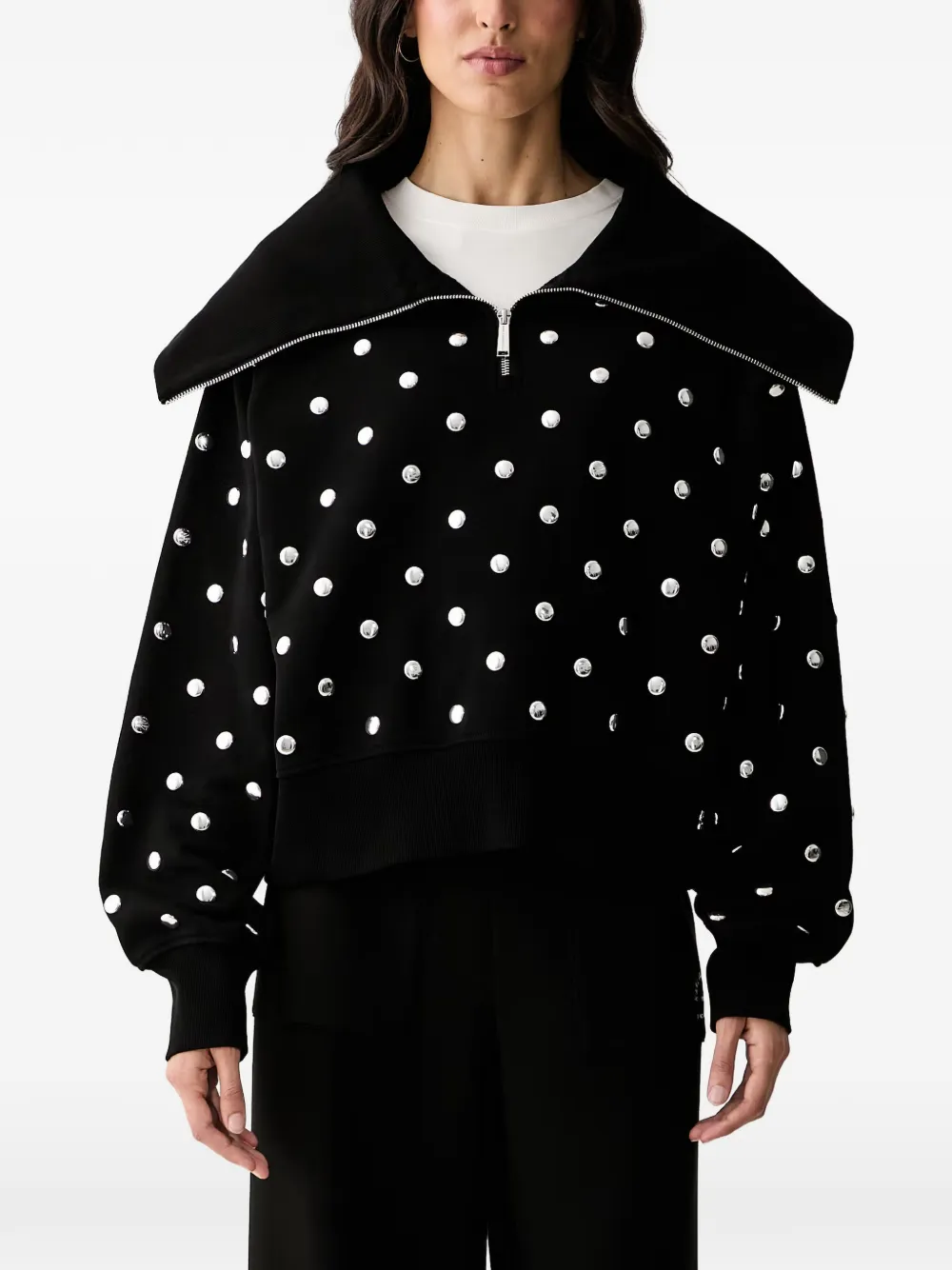 Karl Lagerfeld stud-embellished sailor-collar sweatshirt - Nero