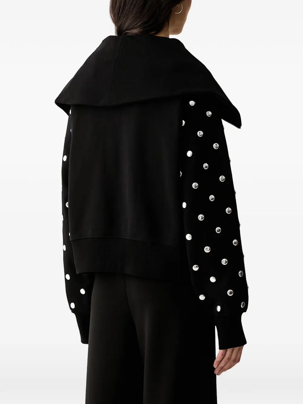 Karl Lagerfeld Sweater verfraaid met studs en kraag Zwart