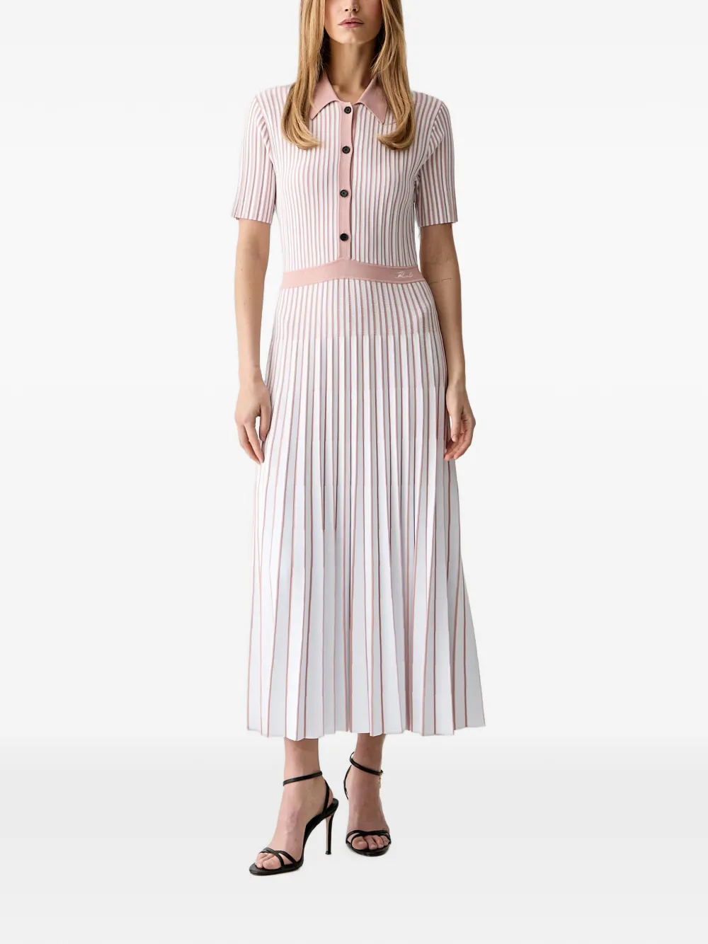 Karl Lagerfeld striped pleated dress - Bianco