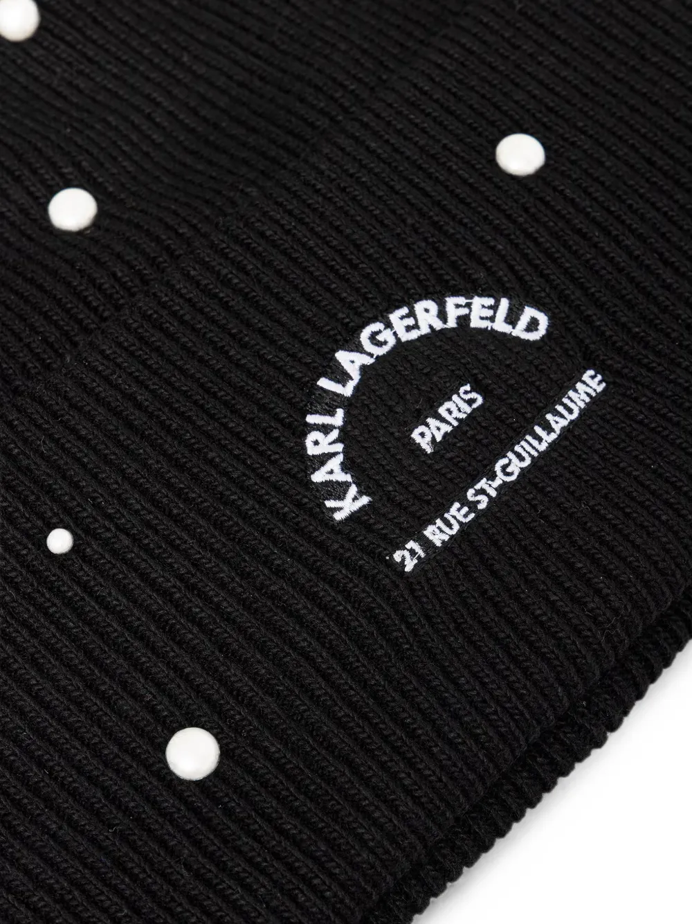 Karl Lagerfeld Muts verfraaid met parels en geborduurd logo Zwart