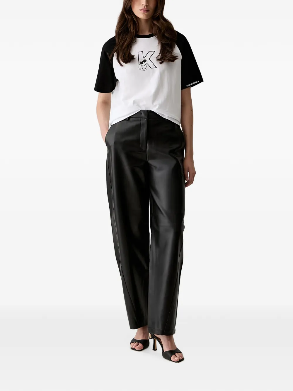 Karl Lagerfeld T-shirt met raglan mouwen en Choupette-print Wit