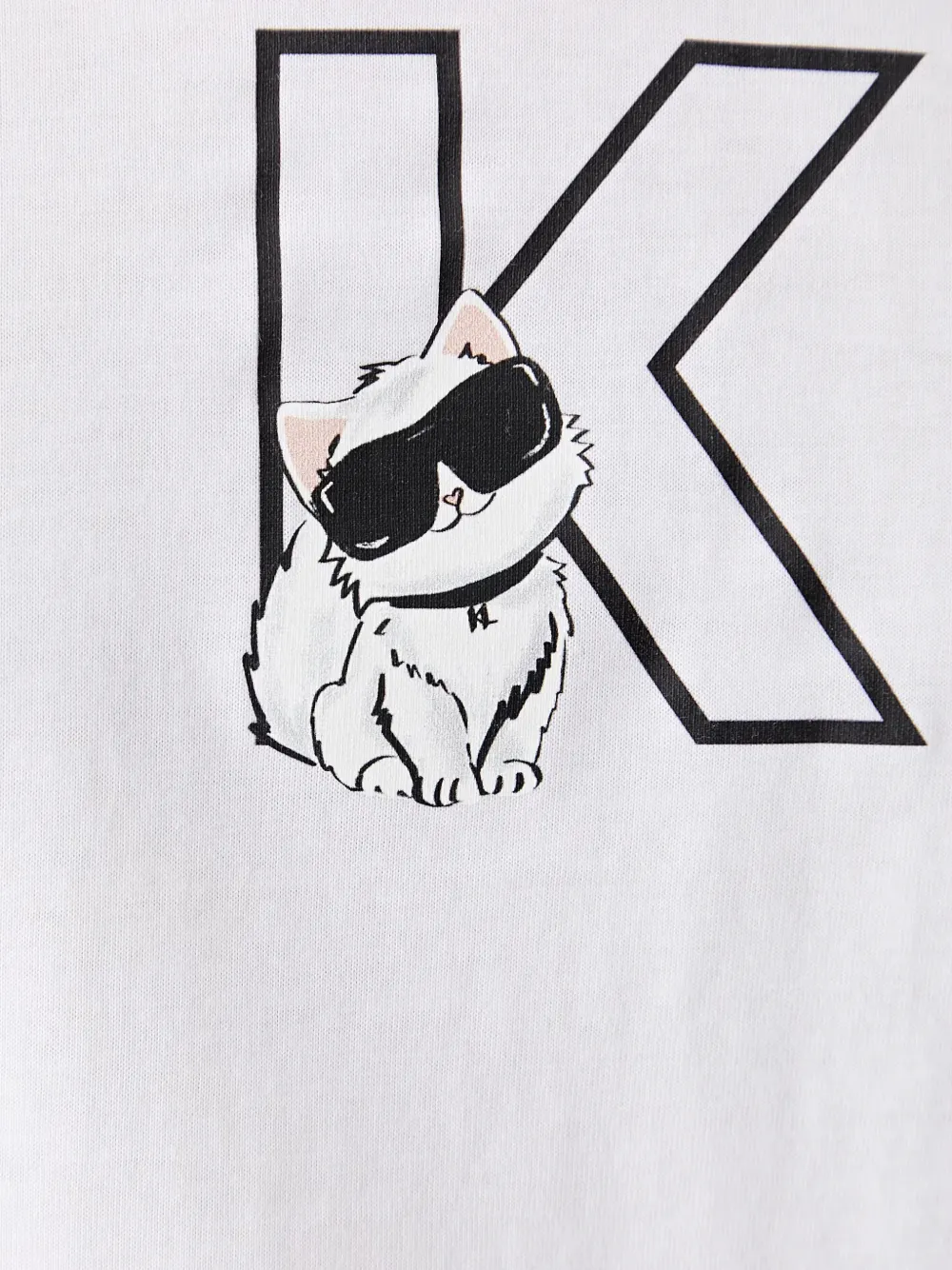 Karl Lagerfeld T-shirt met raglan mouwen en Choupette-print Wit