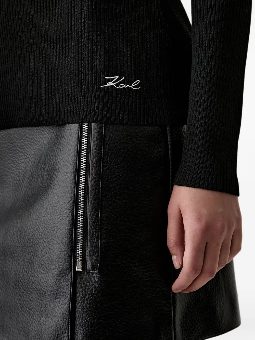 Karl Lagerfeld Asymmetrische rok met rits Zwart