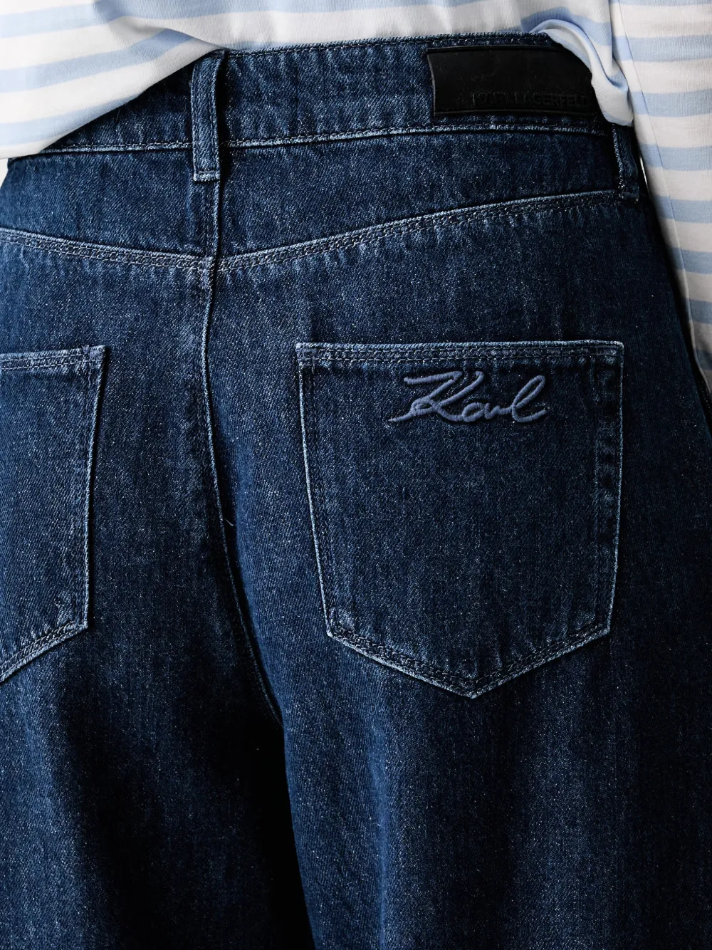 Karl Lagerfeld Geplooide jeans met geborduurd logo Blauw