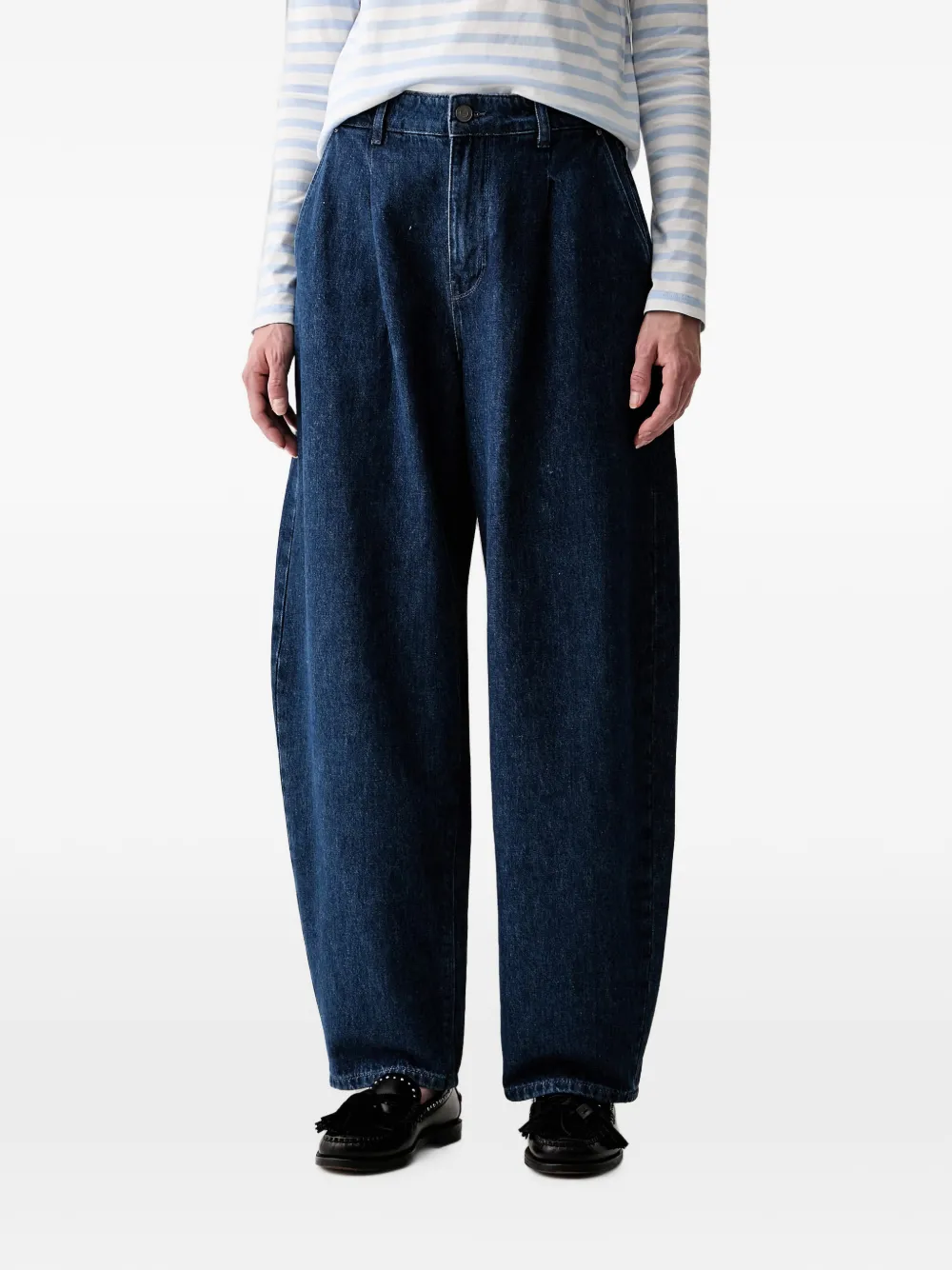 Karl Lagerfeld embroidered-logo pleated jeans - Blu