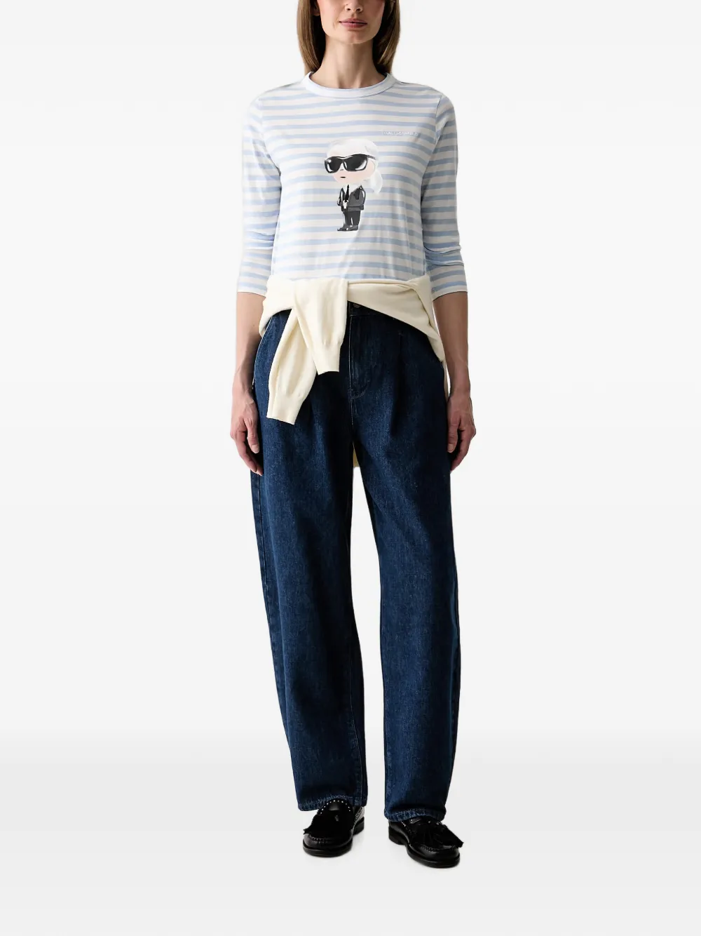 Karl Lagerfeld Geplooide jeans met geborduurd logo Blauw