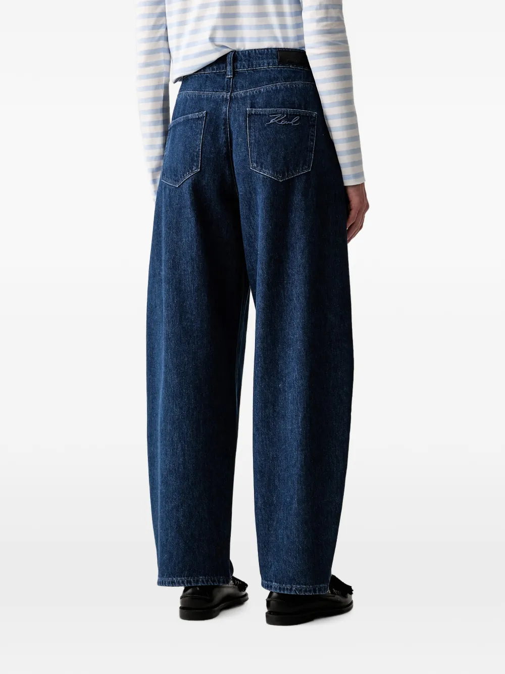 Karl Lagerfeld Geplooide jeans met geborduurd logo Blauw