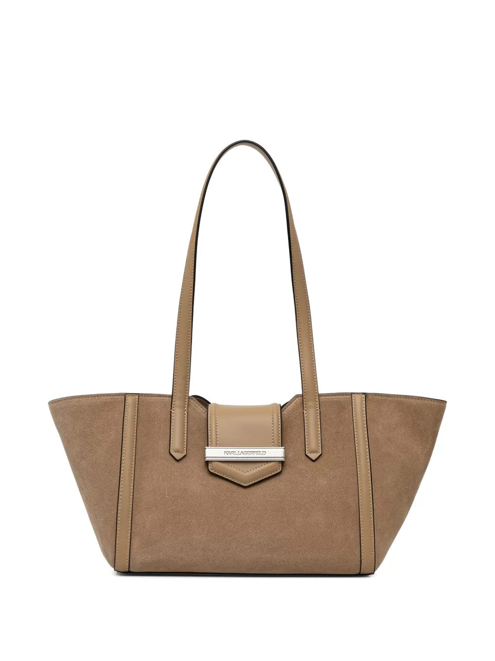 Karl Lagerfeld K/Nova logo-plaque panelled tote bag - Marrone