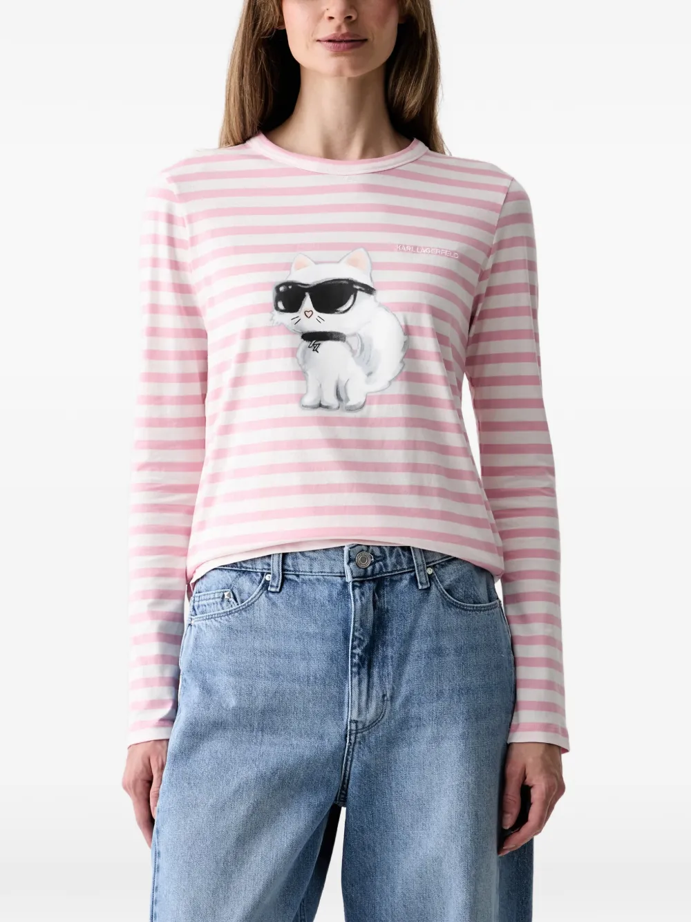 Karl Lagerfeld long-sleeve striped T-shirt - Rosa